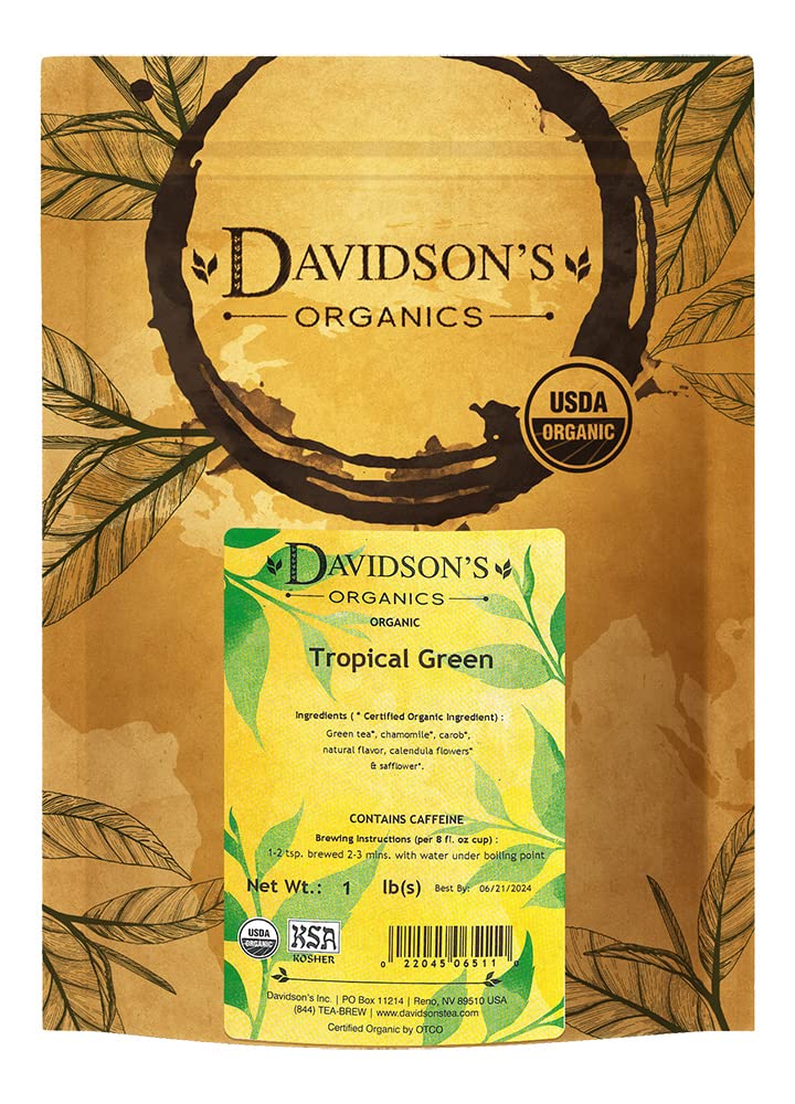 Davidsons Organics, Tropical Green, Loose Leaf Tea, 16-Ounce Bag
