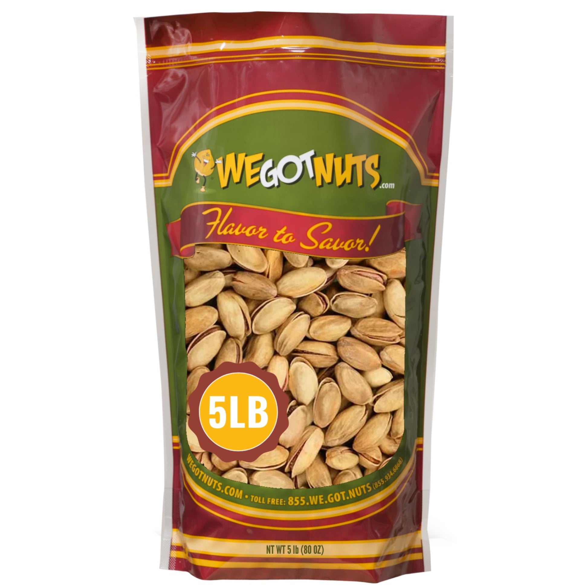 Turkish Antep Pistachios 5 Pounds (80Oz) - Premium Quality Kosher Roasted Pistachios By We Got Nuts - Natural & Healthy Rich Fla