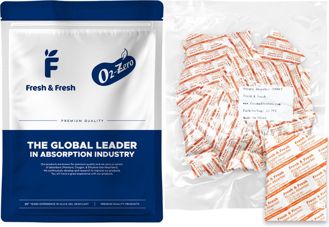 2000 Cc [15 Packets] Premium Oxygen Absorbers For Food Storage, Oxygen Scavengers Packets(1 Bag Of 15 Packets) - Iso 9001 Certified Facility Manufactured Oxygen Absorbers