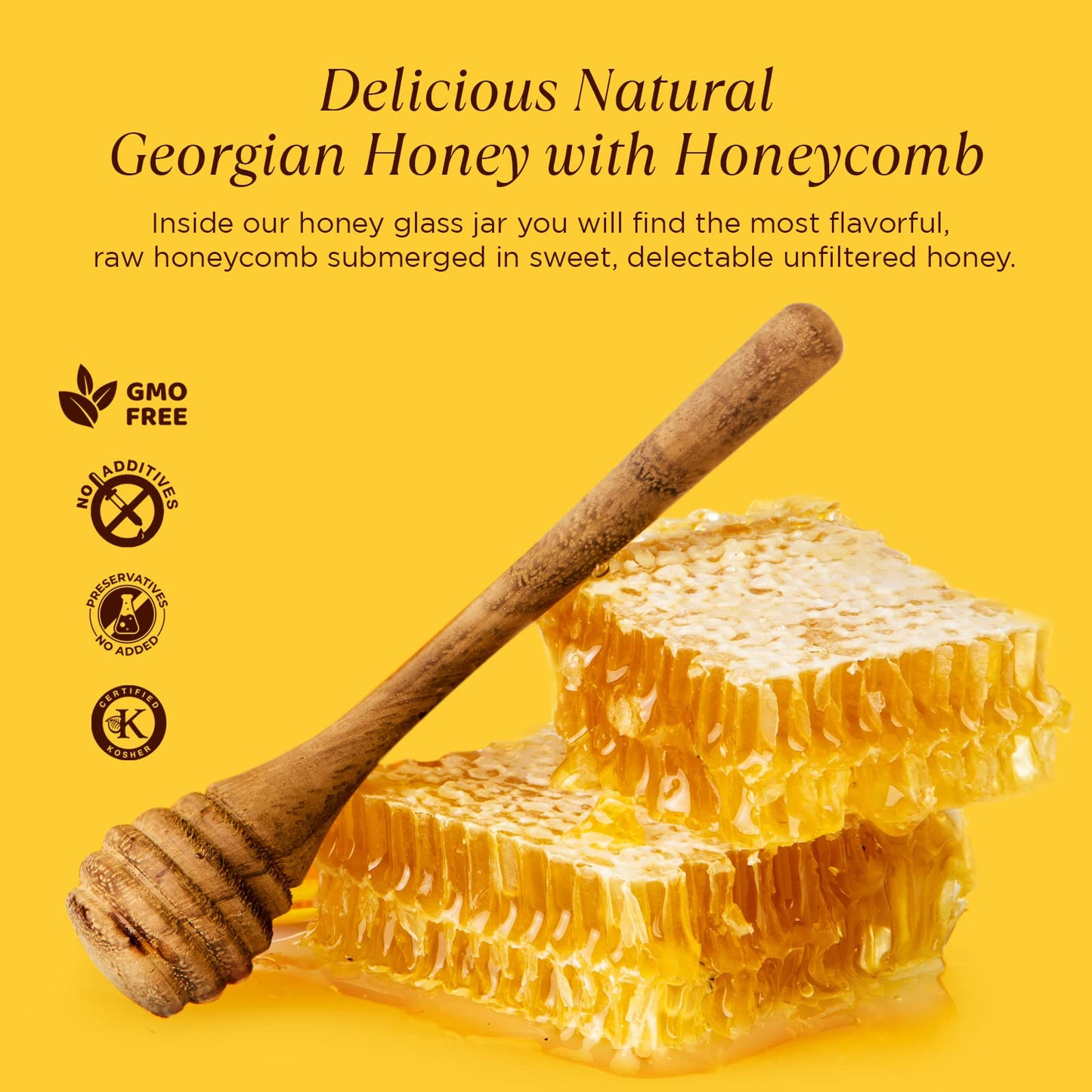 Pure Southern Honey Raw Unfiltered Honey with Honeycomb, 16 oz, Non-GMO, Sugar-Free, Authentic USA Gallberry Honey