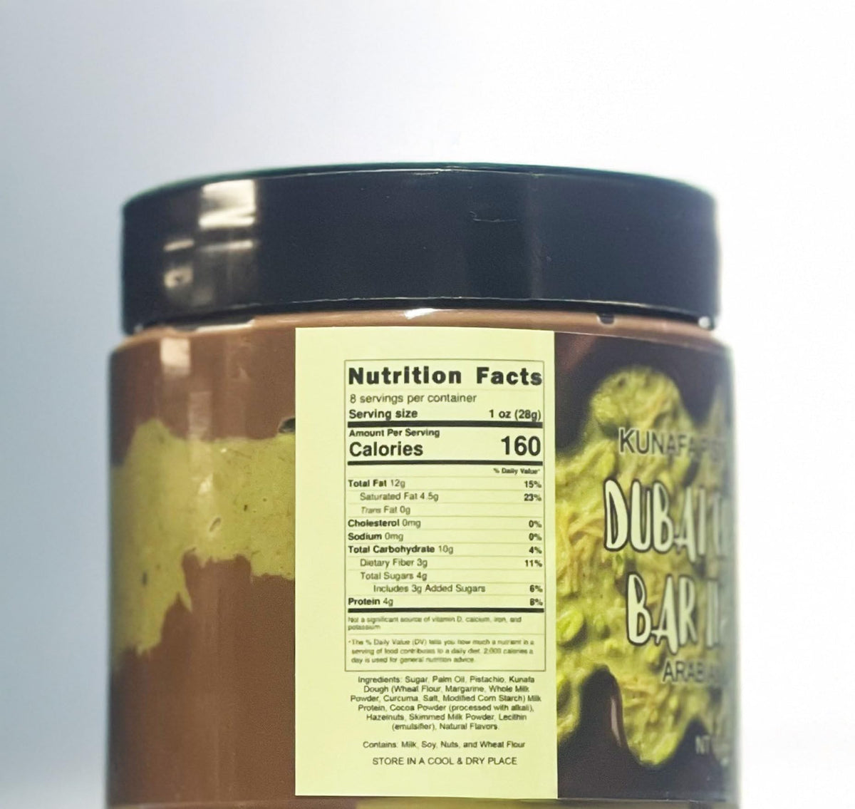 Freeze Munch Gourmet Kunafa Chocolate Jar, Pistachio Spread, 8 oz, Dark Chocolate