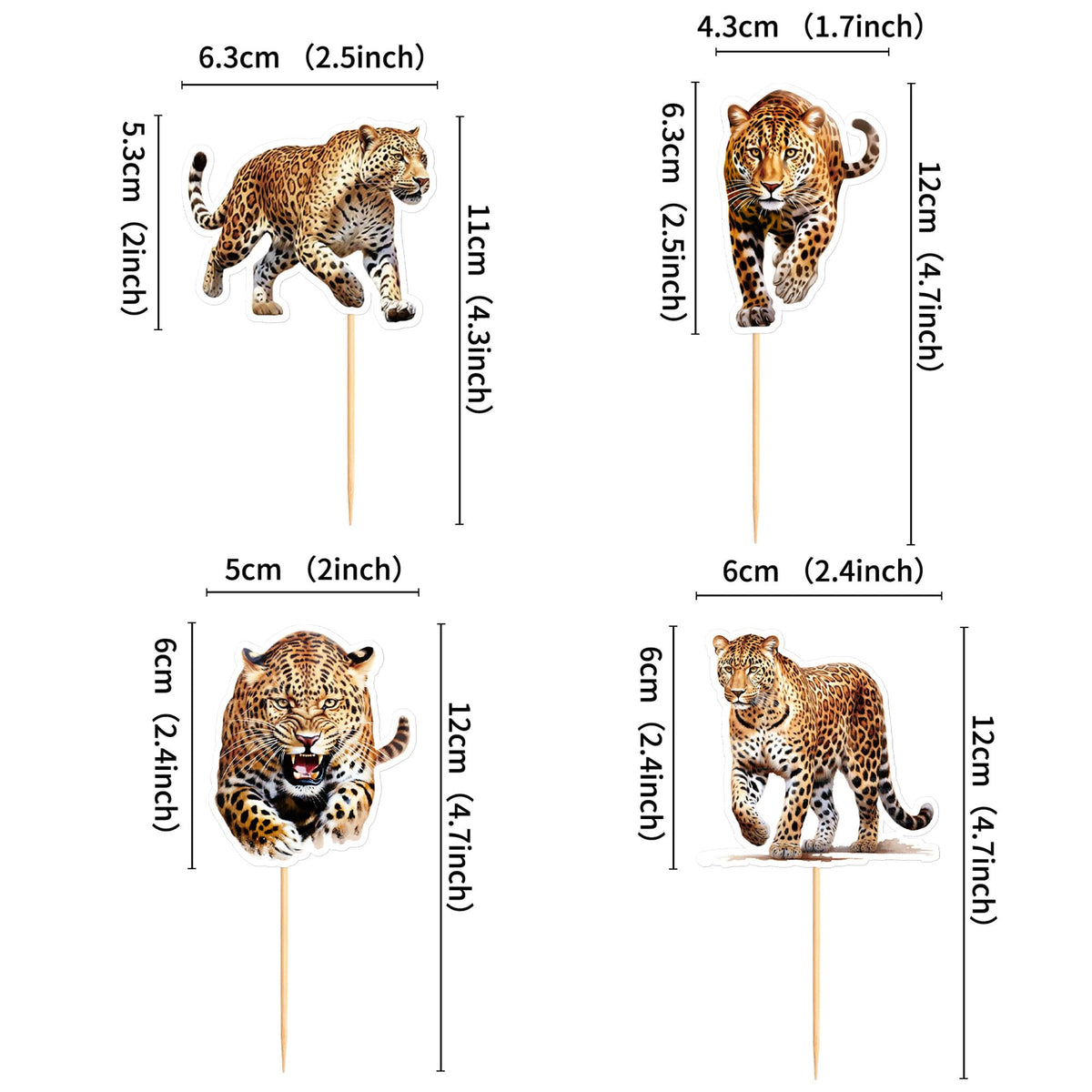 Ercadio 24 Pack Leopard Cupcake Toppers Leopard Cupcake Picks Animal Cupcake Picks Leopard Birthday Cupcake Decorations For Baby