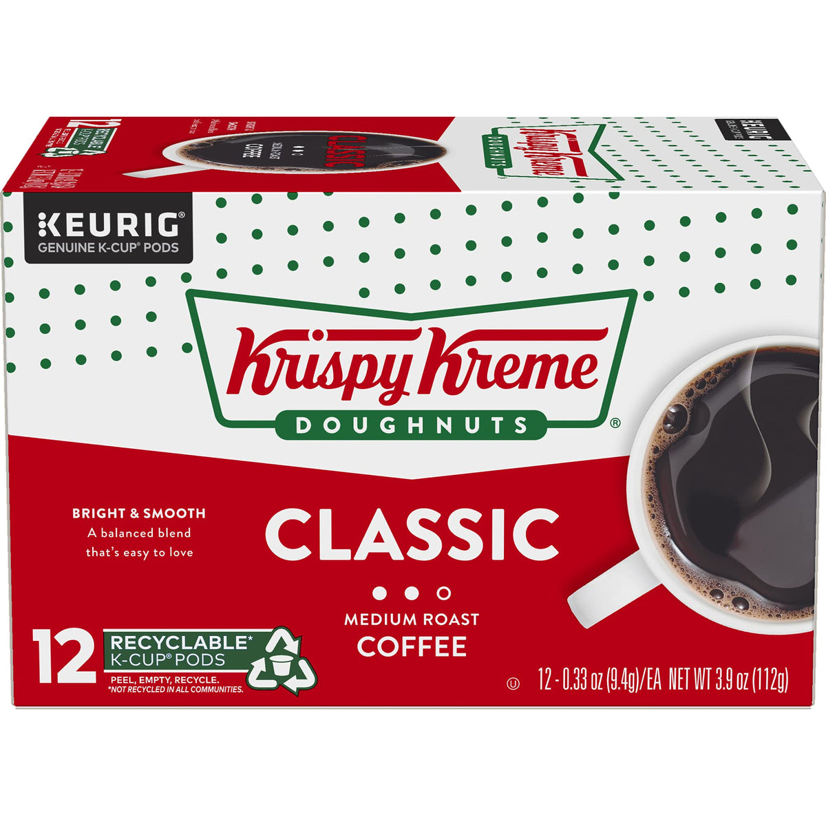 Krispy Kreme Classic Keurig Single-Serve K-Cup Pods, Medium Roast Coffee, 12 Count