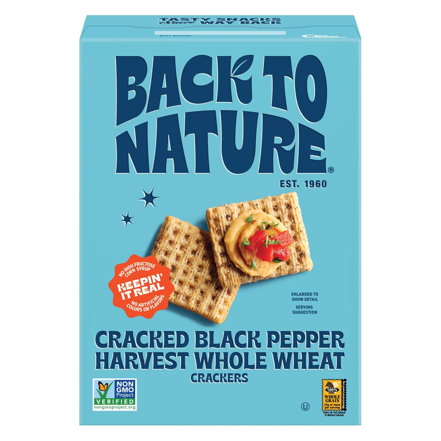 Back To Nature -  Ed Black Pepper Whole Wheat  Ers - Non-Gmo, Made With Whole Grain Wheat & Sea Salt - Seriously Tasty Snacks - 7 Ounce (Pack Of 12)
