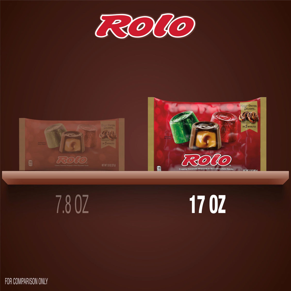 ROLO Rich Chocolate Caramels, Christmas Candy Bag, 17 oz
