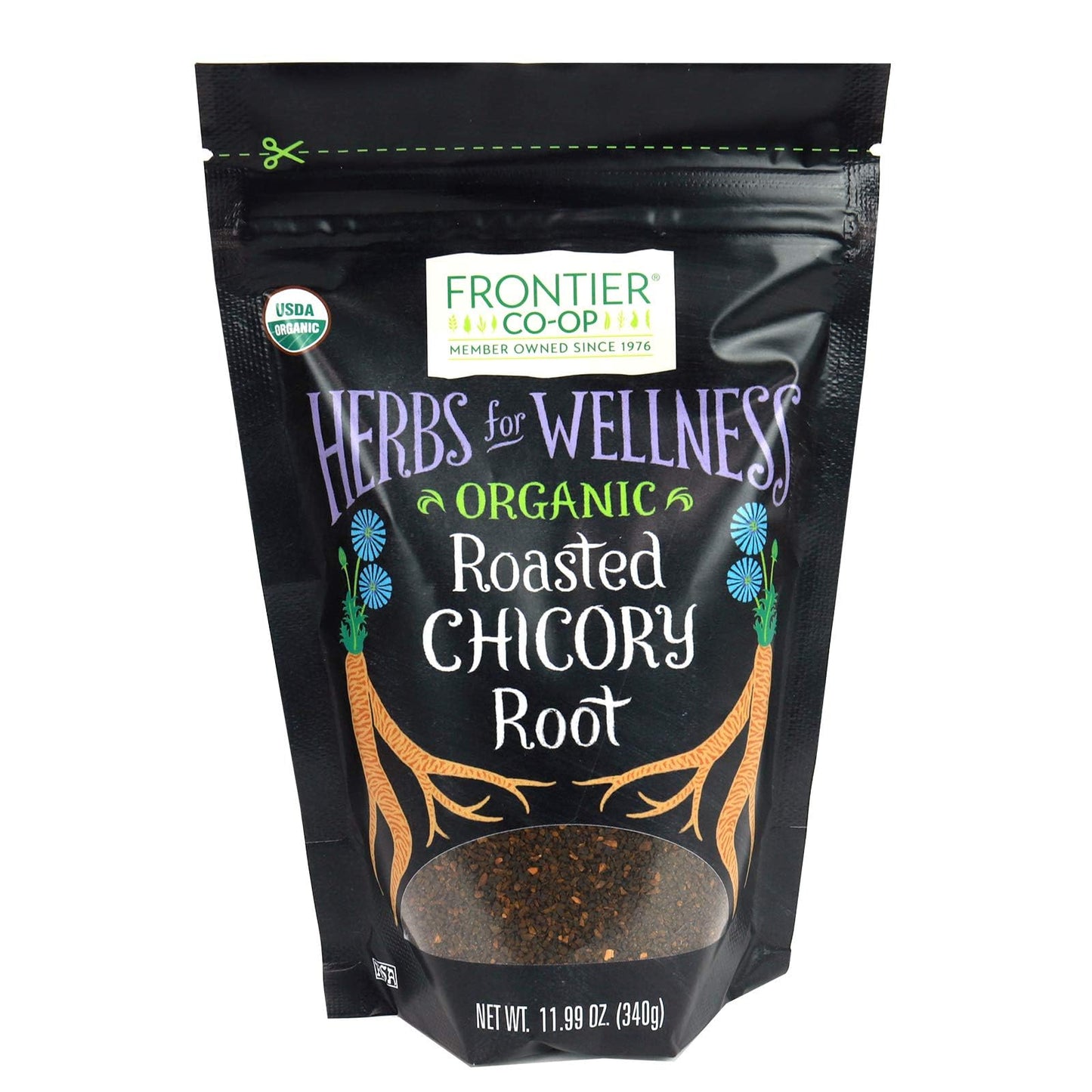 Frontier Co-op Organic Roasted Chicory Root Granules Coffee Substitute 11.99 oz Resealable Bag