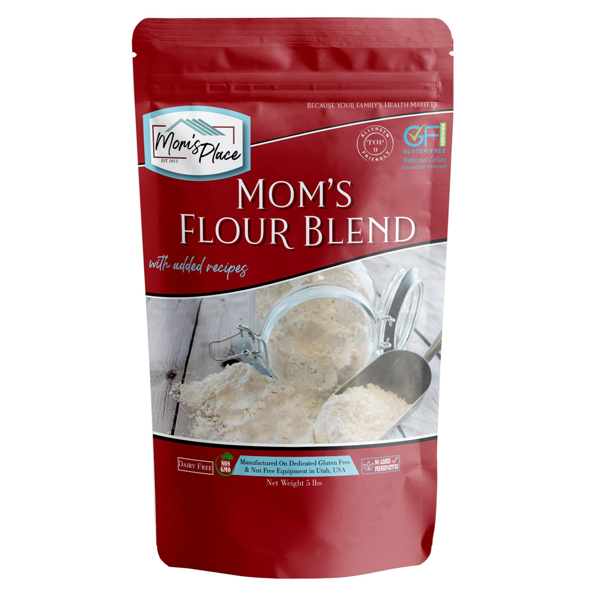 MomS Place Gluten-Free Flour Blend  Vegan  Nut Free  Dairy Free  Corn Free & Soy Free  5 Lbs