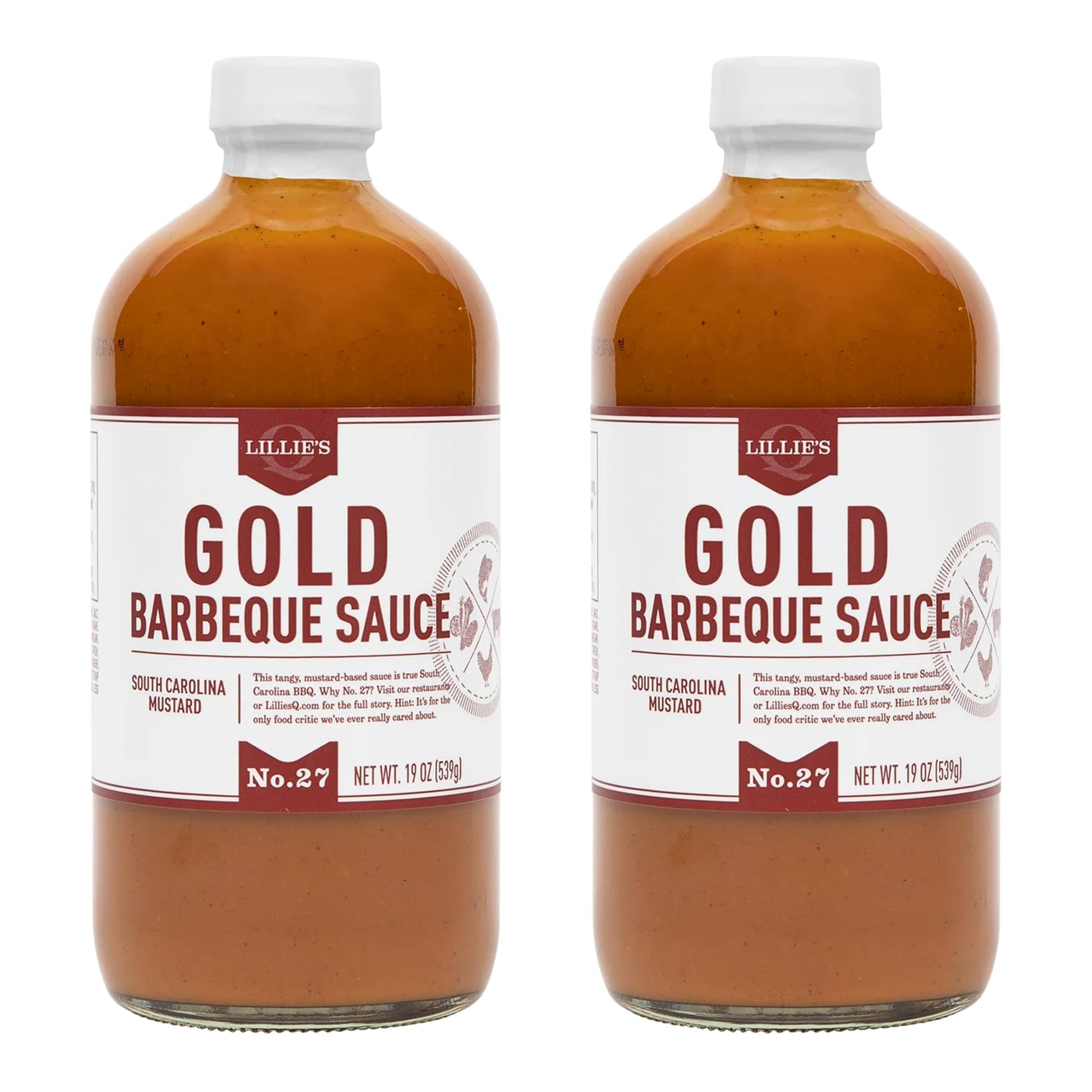 Lillie’s Q - Gold Barbeque Sauce, Gourmet Carolina Sauce, Tangy BBQ Sauce with South Carolina Mustard, enhanced Ingredients, Made with Gluten-Free Ingredients (20 oz, 2-Pack)