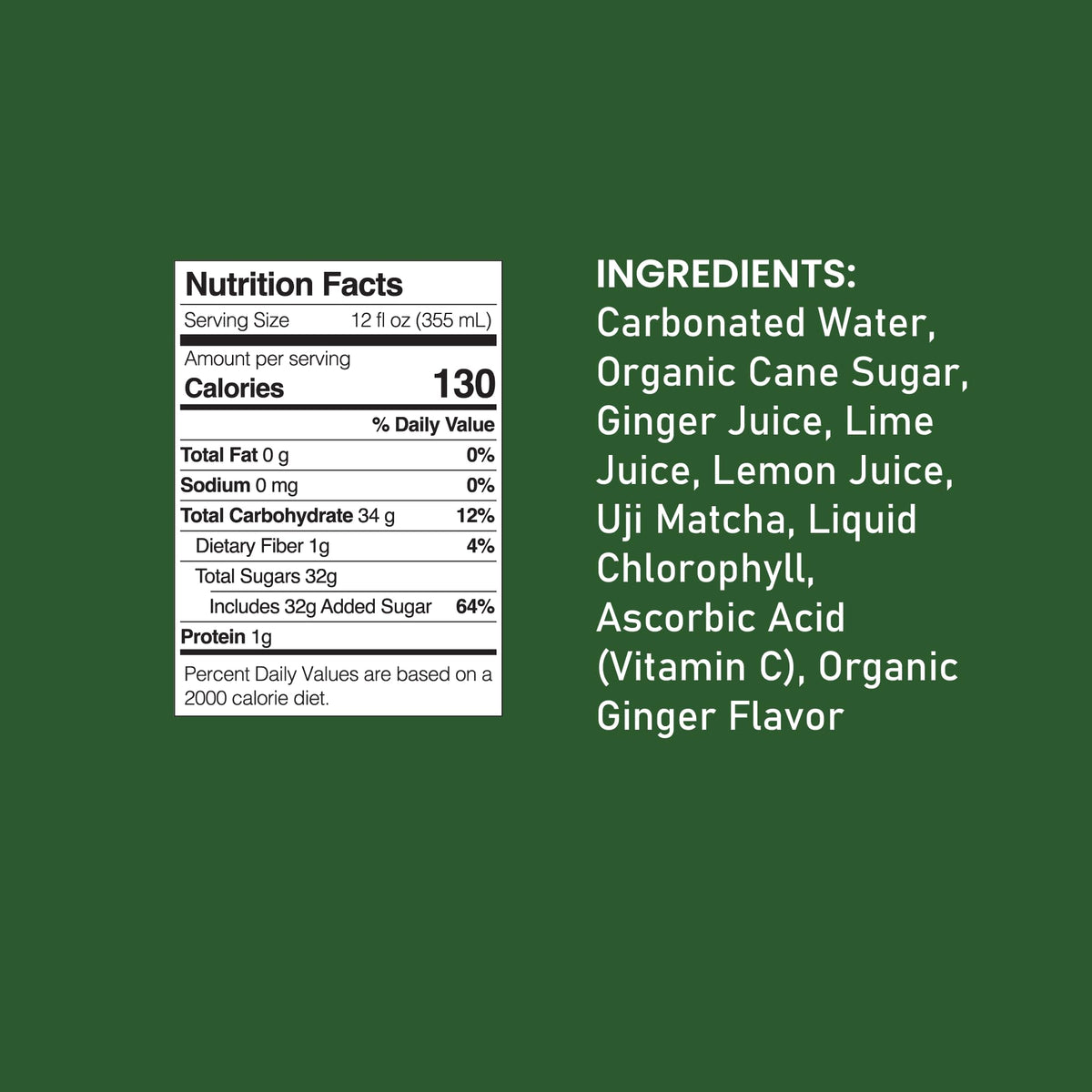 Moshi Sparkling Drinks - Ginger Matcha Flavor - 12 Bottles