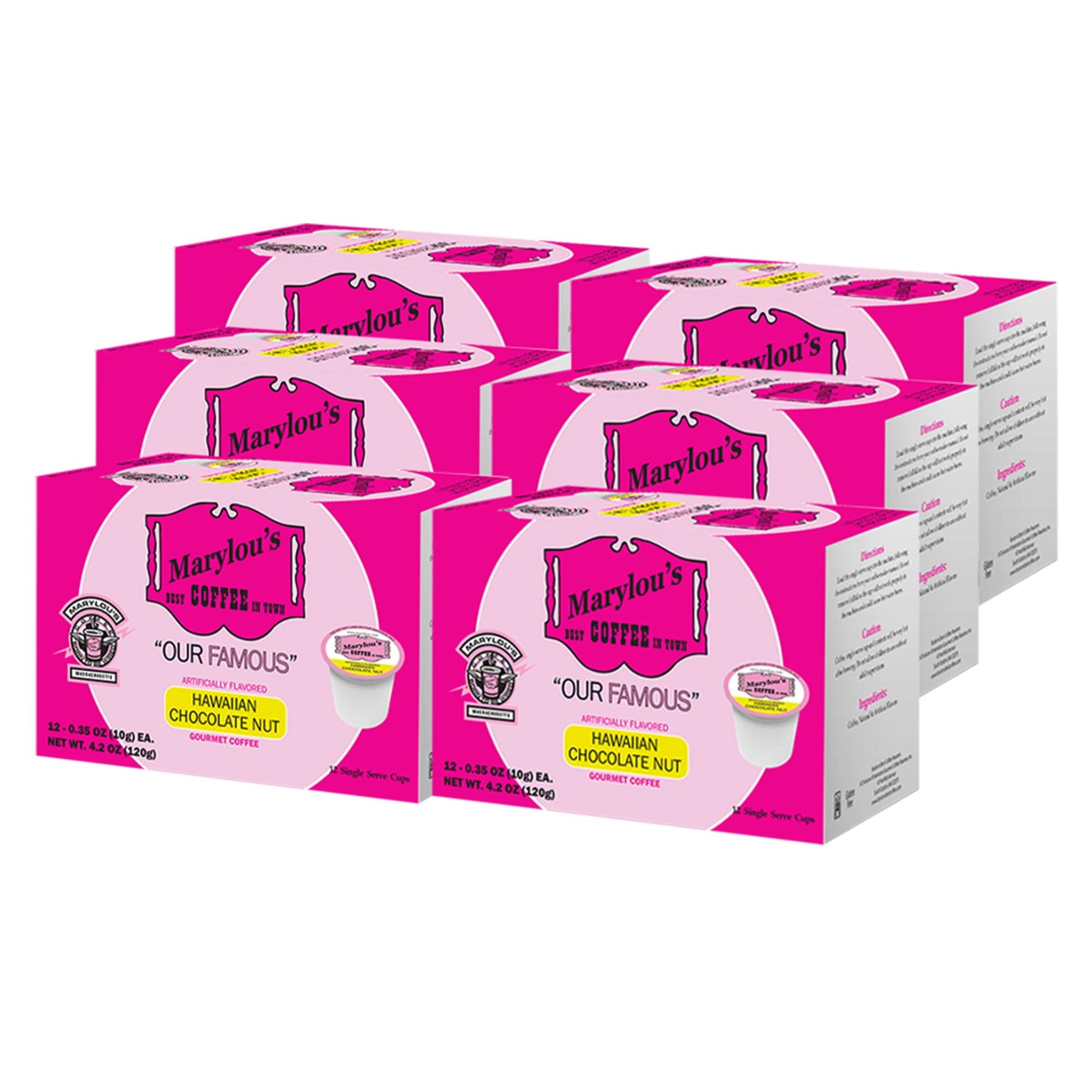 Marylous Gourmet Coffee Pods - Hawaiian Chocolate Nut Flavor - Compatible with Keurig - 72 Count