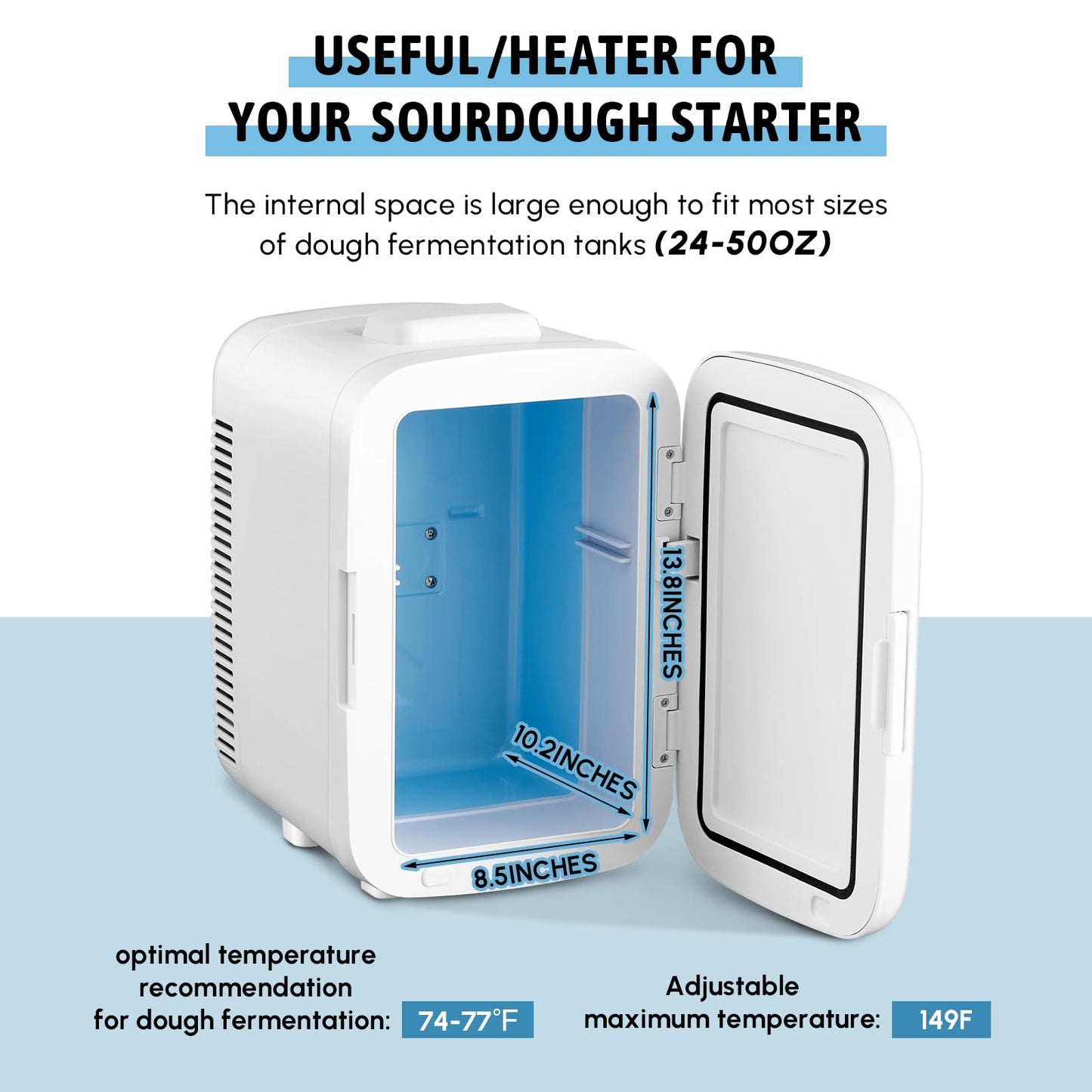 VIHOSE Sourdough Starter Warmer with Dual-core Temperature Control, Adjustable up to 149?, Large 2 Layer Design