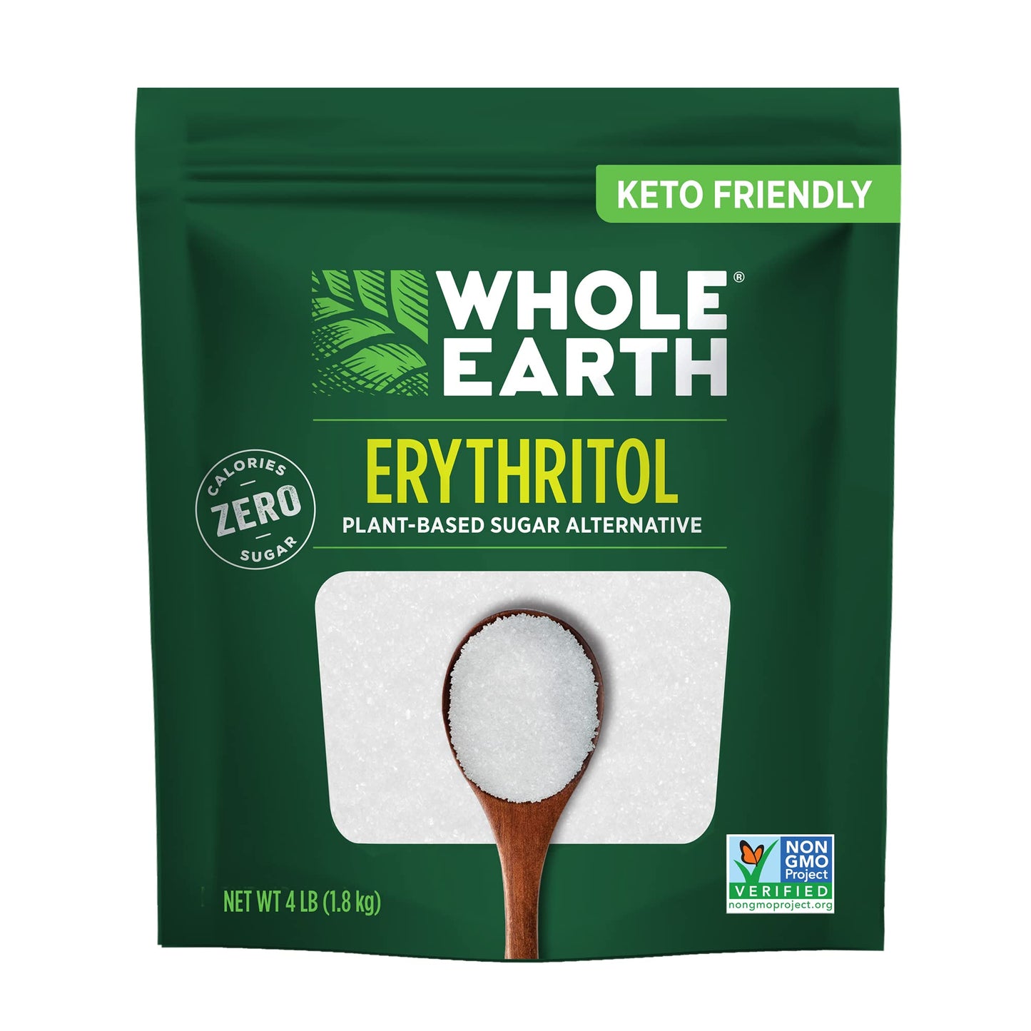 Whole Earth Erythritol Sugar Alternative, 4 lb Pouch, Zero Calorie, Original Version