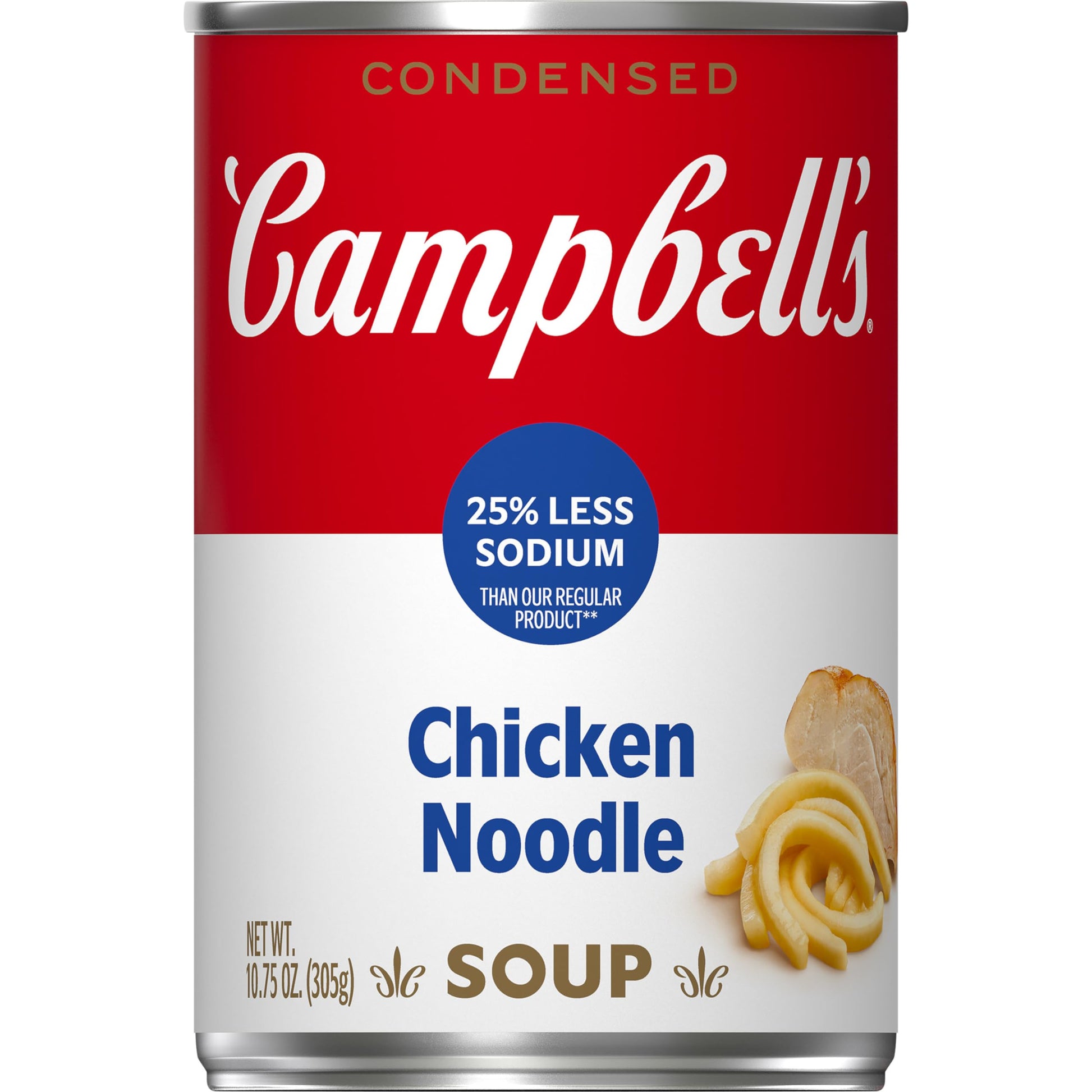 Campbells Condensed 25% Less Sodium Chicken Noodle Soup, 10.75 oz Can