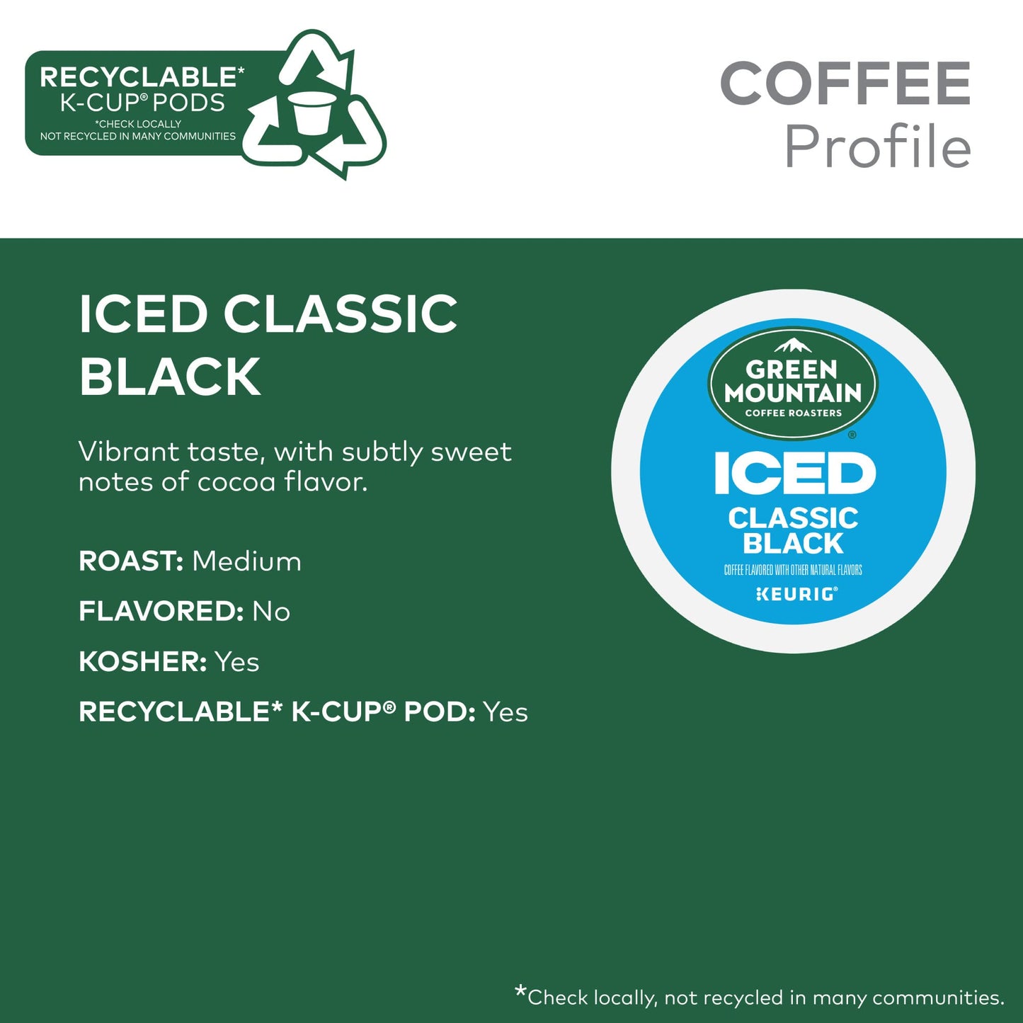 Green Mountain Coffee Roasters Brew Over Ice Classic Black, Single Serve Keurig K-Cup Pods, Medium Roast Iced Coffee, 12 Count