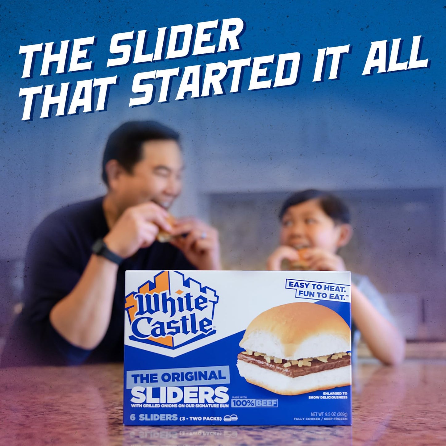White Castle The Original Slider, 100% Beef, 6Count Hamburgers, Microwaveable 9.5 Oz. Box (Frozen)