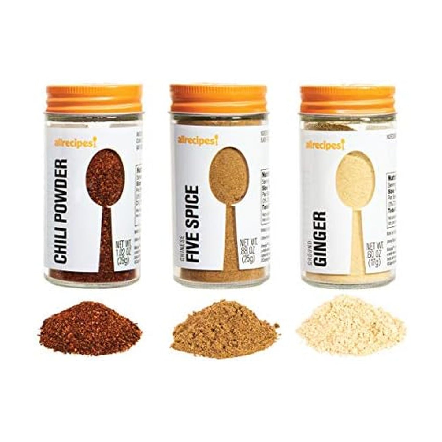 Allrecipes Taste Of Asia (Chili Powder  Chinese Five Spice  Ground Flavor Blendger) In Glass Jars With Removable Sifter Caps For Sprinkling  Set Of 3
