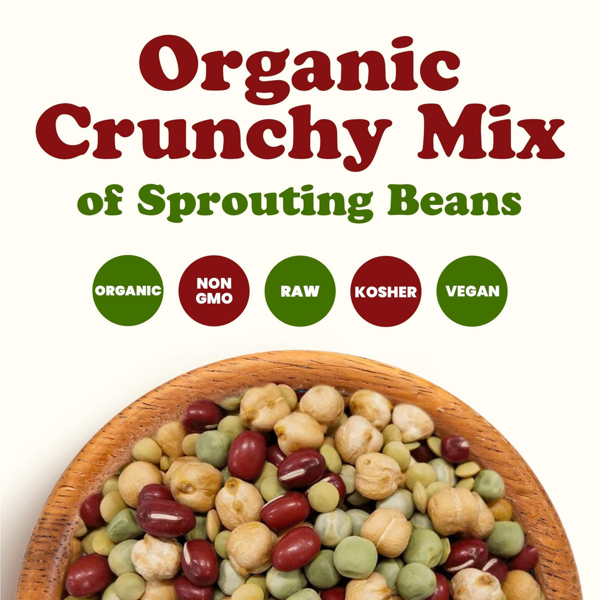 Food To Live Organic Crunchy Mix Of Sprouting Beans, 8 Ounces - Non-Gmo, Kosher, Non-Irradiated, Vegan, Raw, Dried, Bulk - Organ