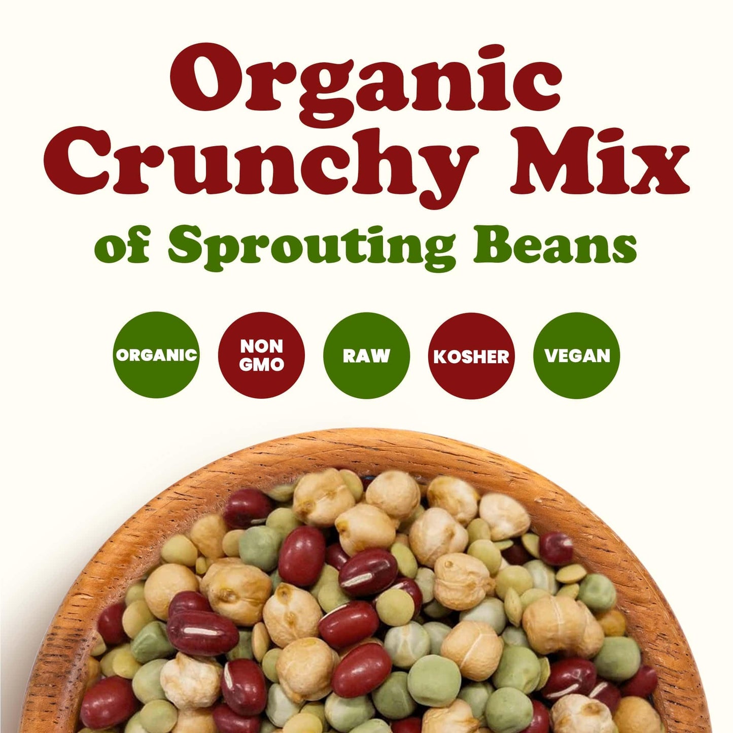 Food To Live Organic Crunchy Mix Of Sprouting Beans, 10 Pounds - Non-Gmo, Kosher, Non-Irradiated, Vegan, Raw, Dried, Bulk - Orga