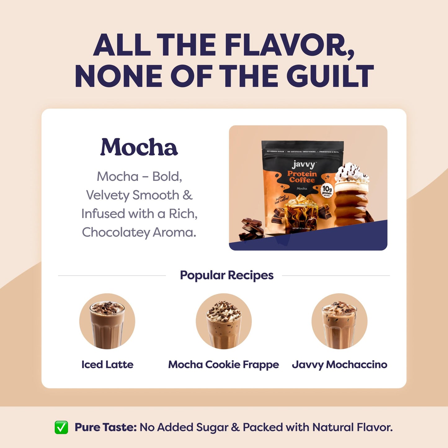 Mocha Protein Iced Coffee - enhanced Whey Protein & Instant Iced Coffees - 100% Natural Cold Brew - Zero Artificial Flavors & Sweeteners  80 mg Caffeine Per Serving  No Added Sugar  20 Servings