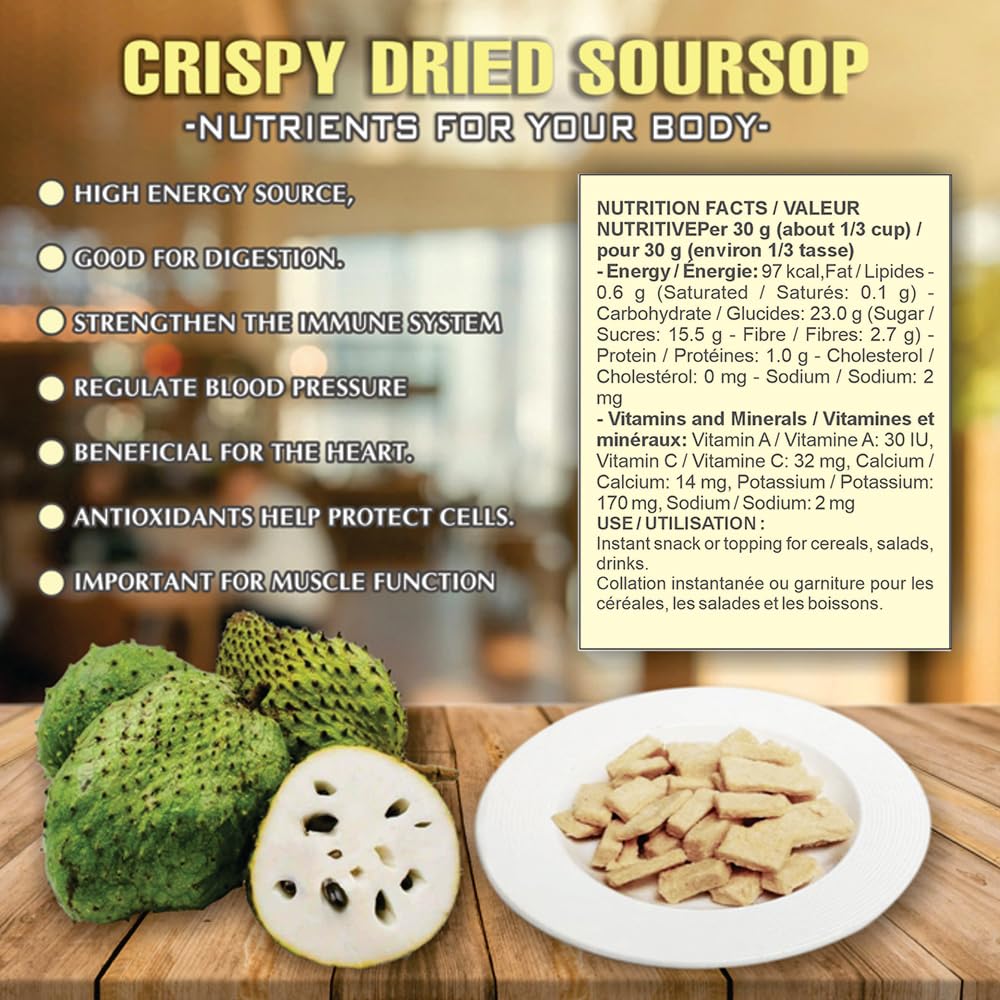 Crispy Dried Soursop 2.47Oz (70G) Vietfarmfood: Freeze-Dried, No Sugar Added, Naturally Sweet, Rich In Natural Nutrients, Making It A Great Snack Option, Suitable For Snacking Or As A Gift