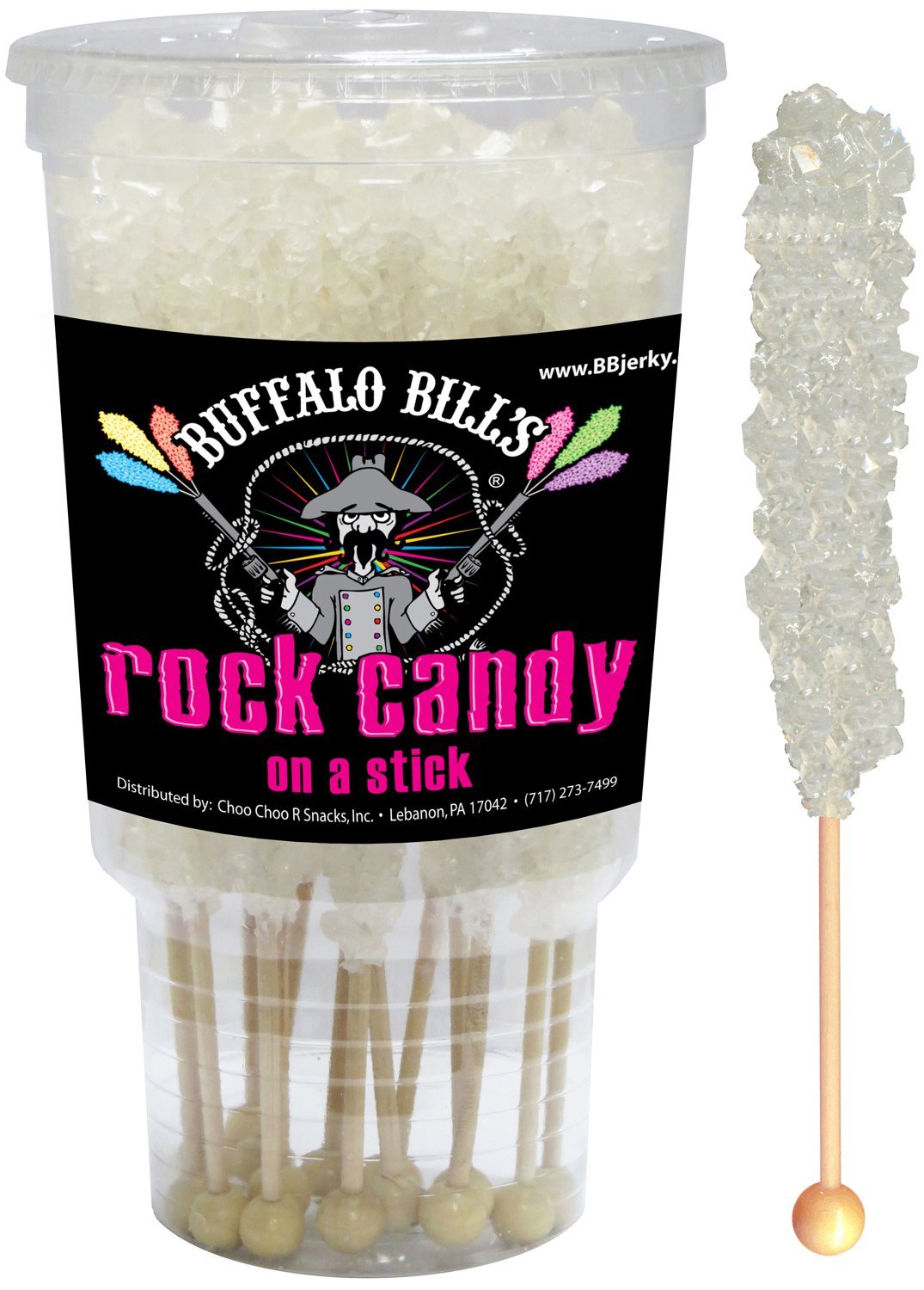 Buffalo Bills Natural (White) Rock Candy On A Stick (12-Ct Cup White Rock Candy Crystal Sticks)