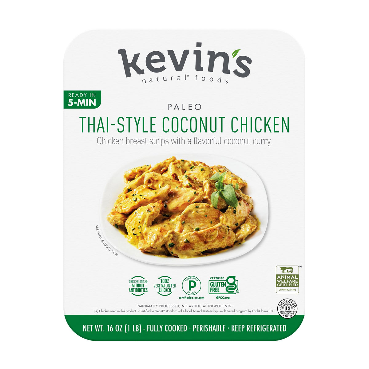 KevinS Natural Foods Thai Coconut Chicken Breast, 16 Oz