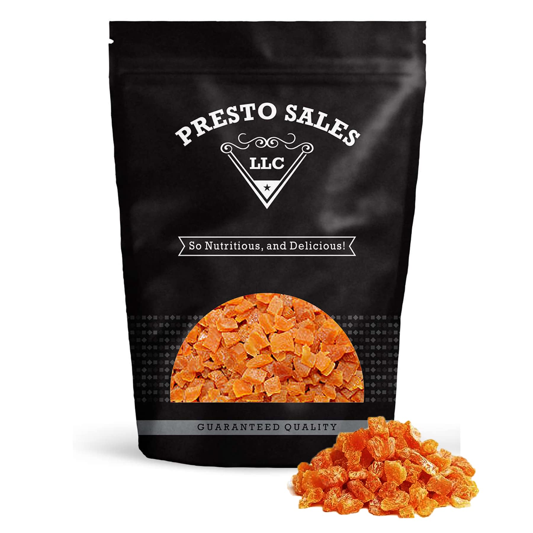 Presto Sales Apricot, Fancy Chopped, Sweet Turkish, 80 Oz. | No Added Sugar, Dried Fruit, Snack | Dietetic, Vegan, Intense Flavor, Burst Of Energy, 1 Choice | Resealable 5 Lbs. Bag