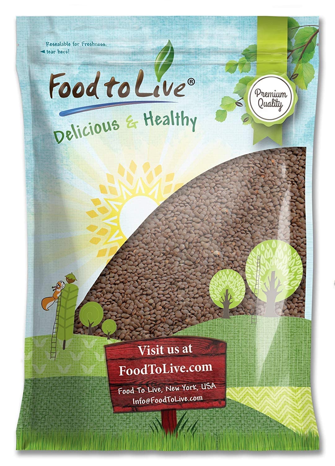 Food to Live - Whole Red Lentils, 10 Pounds - Dry Raw Lentils, Sproutable, Vegan, Kosher, Bulk. Quick-Cooking. Good Source of Di