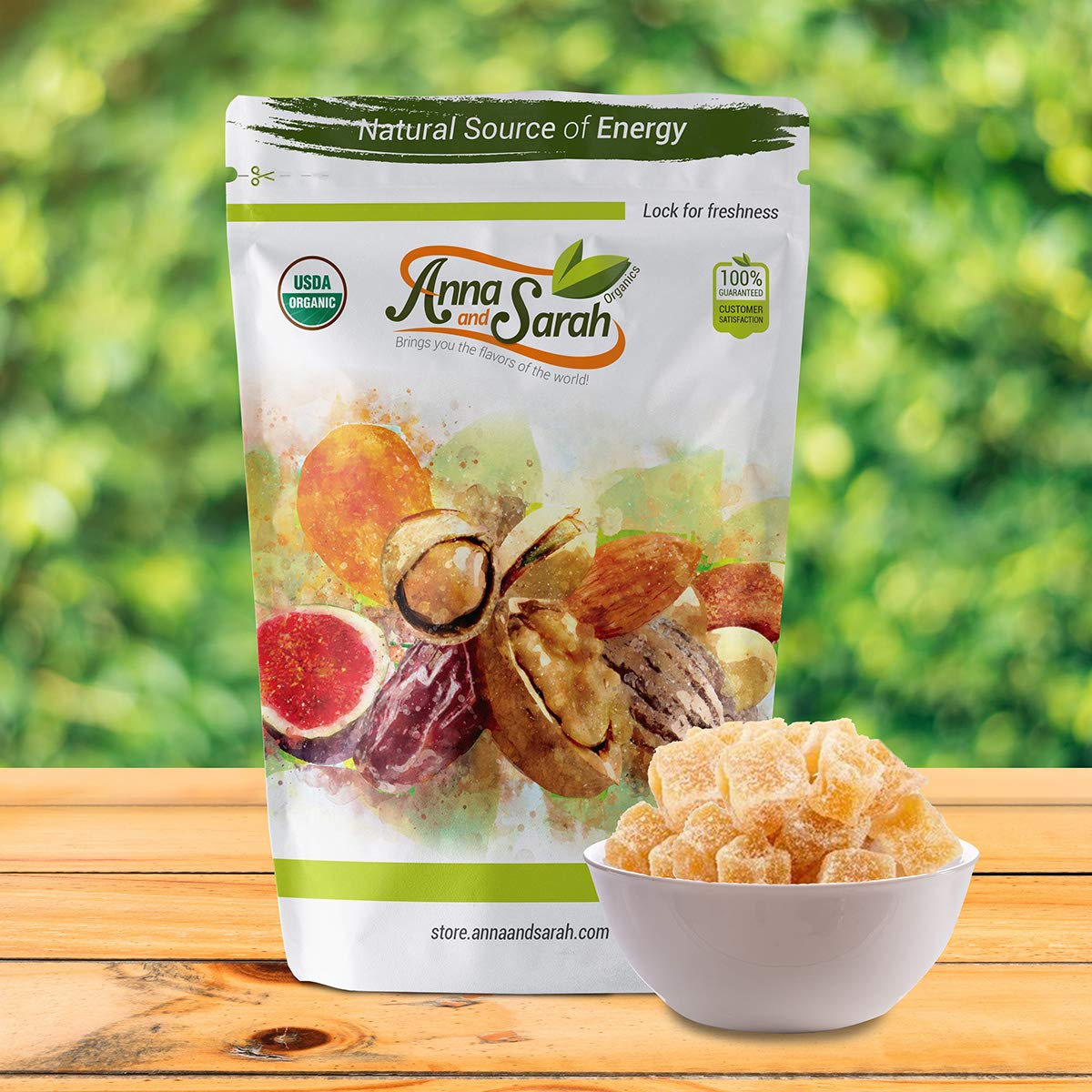 Anna and Sarah Organic Dried Crystallized Ginger 1 Lb in Resealable Bag