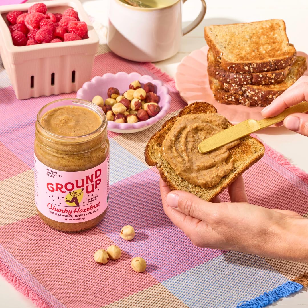 Ground Up Almond & Hazelnut Nut Butter - Oregon Hazelnut - Peanut-Free, Dairy-Free, Gluten-Free, Vegan - 1 Jar 12oz