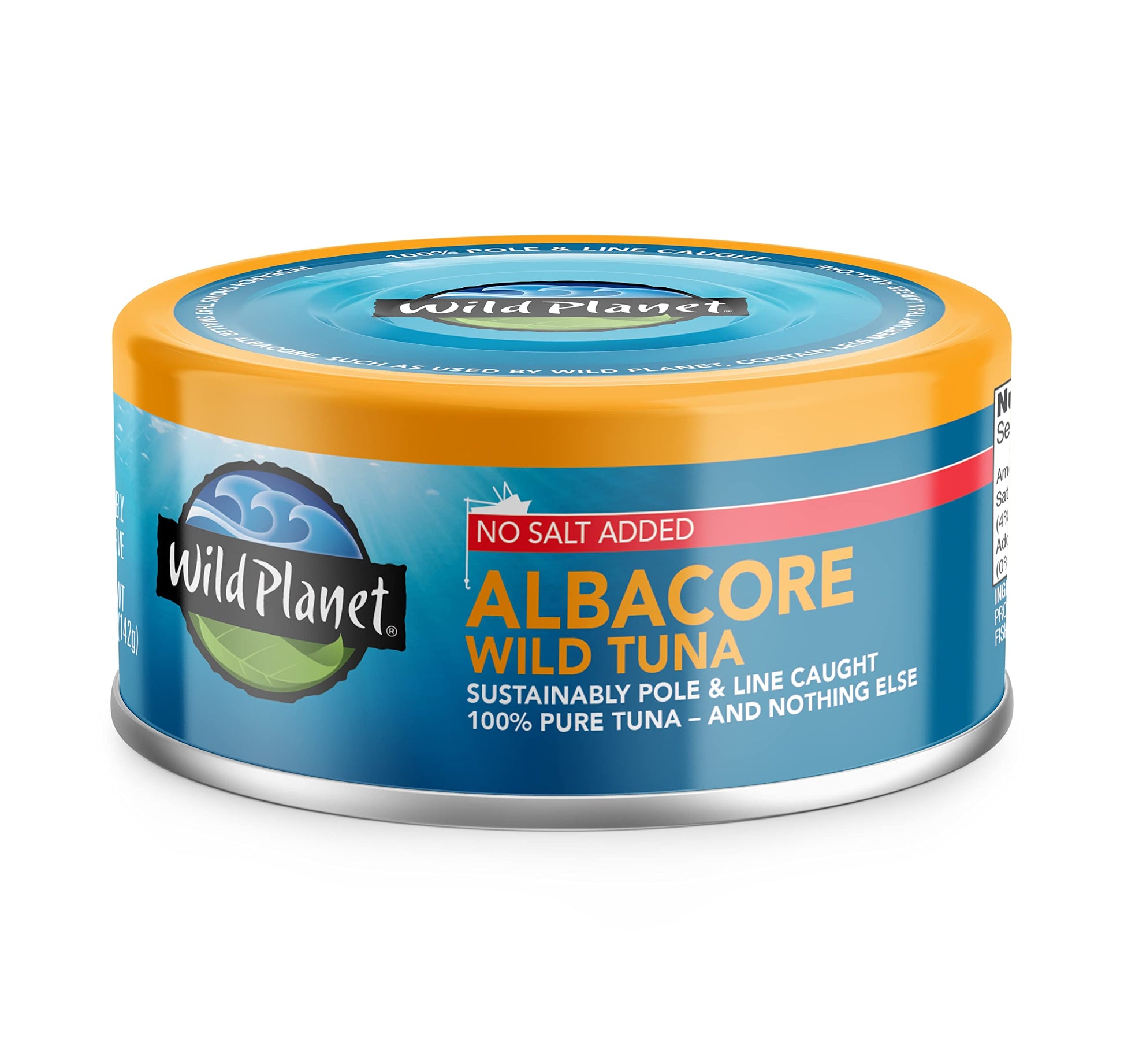 Wild Planet Wild Albacore Tuna, No Salt Added, Canned Tuna, Sustainably Wild-Caught, Non-GMO, Kosher, Gluten Free, Keto and Pale