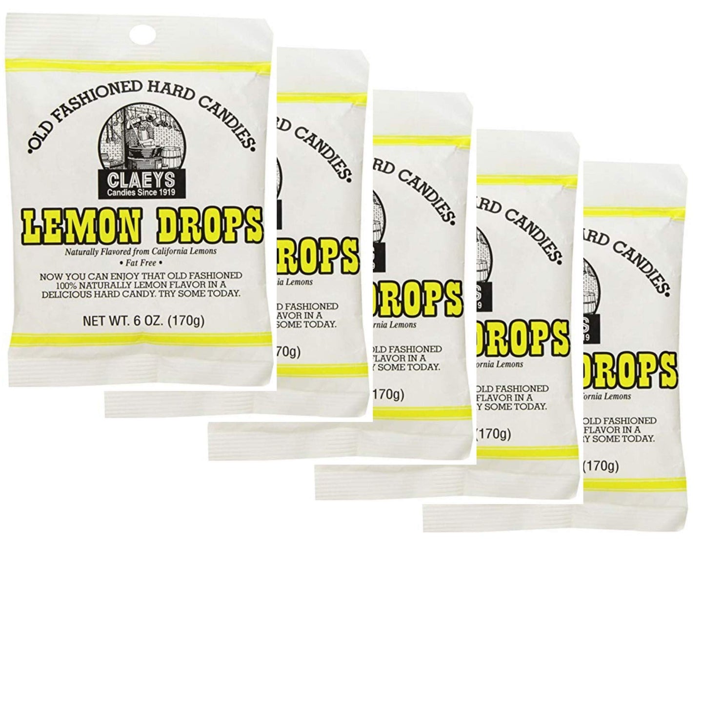 Claey s Old Fashioned Hard Candy Lemon, 6 Ounce - 5 Pack