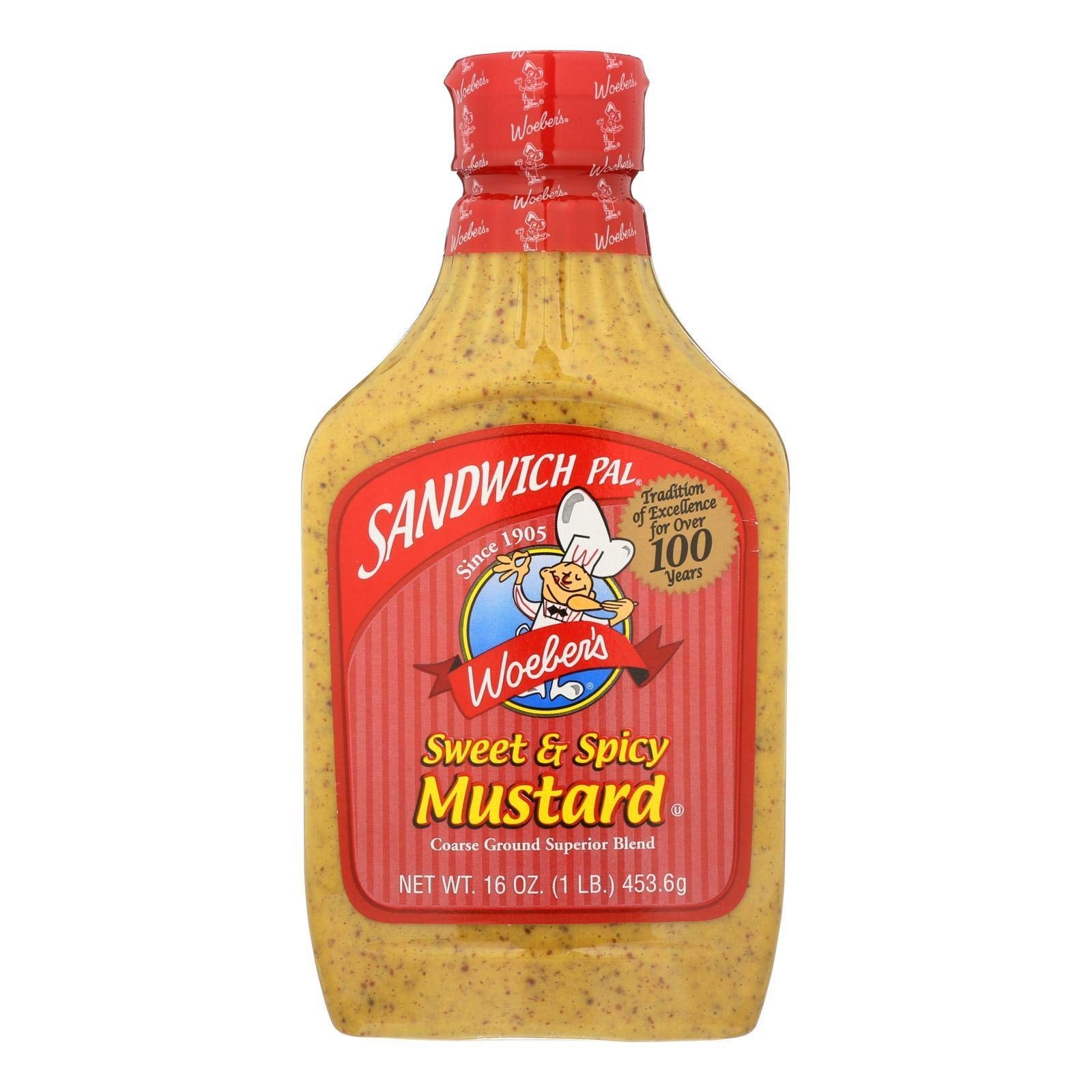 Woeber'S Sandwich Pal Sweet & Spicy Mustard, Six 16-Ounce Units (96-Ounces)