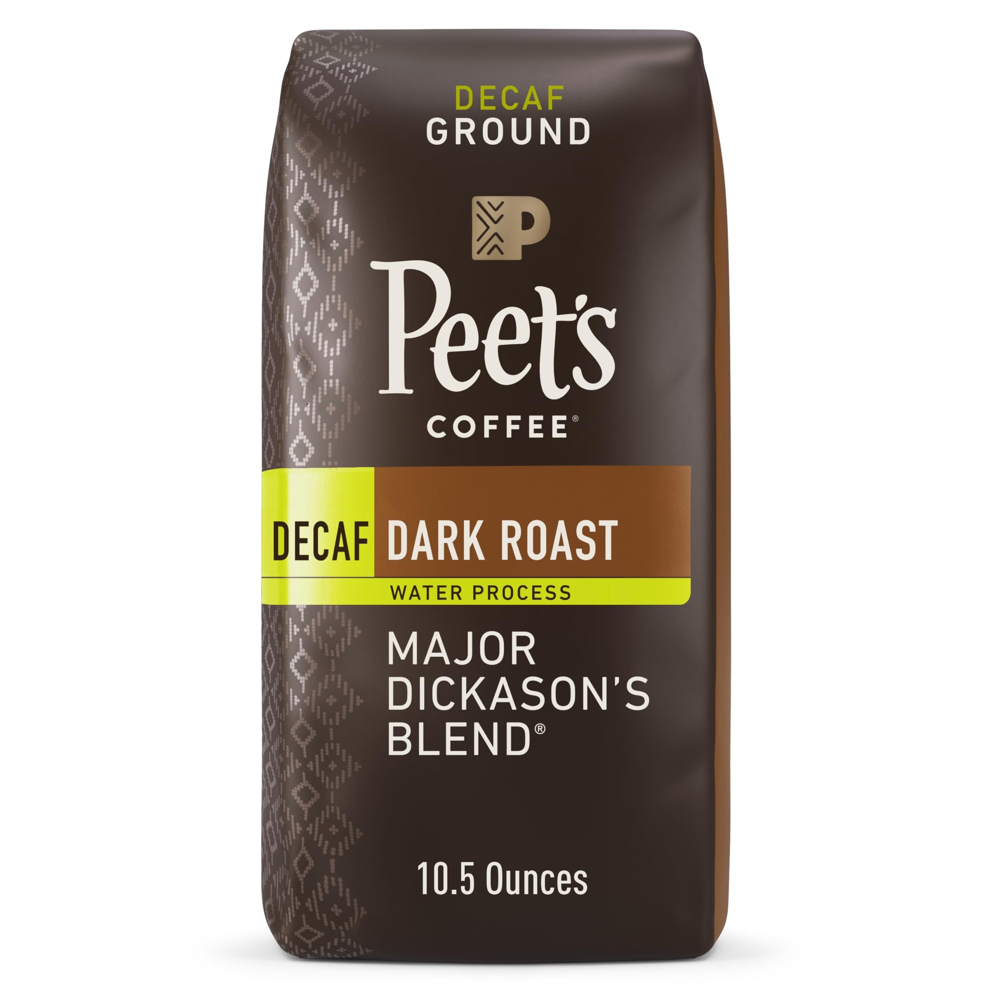 Peets Coffee Dark Roast Ground Coffee Decaf Major Dickasons Blend 10.5 Ounce Bag