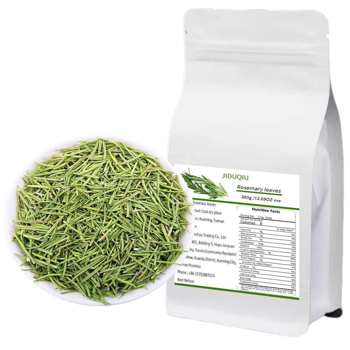 JIDUQIU Dried Rosemary Leaves 360g/12.69 oz Whole Leaf Destemmed Spices Rosemary Leaves Boosts Flavor in Cooking