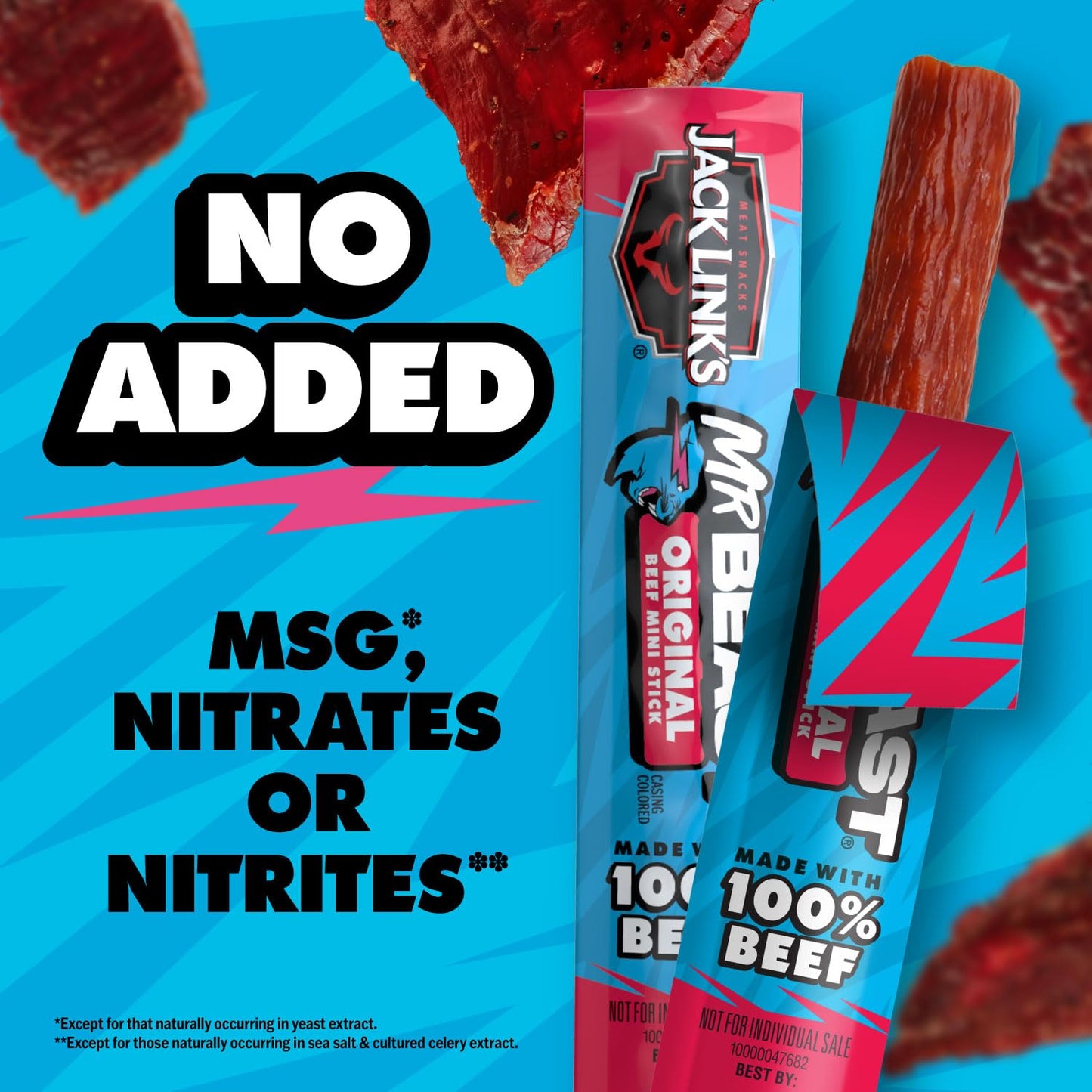 Jack Links x MrBeast Beast Beef Jerky Variety Box  1.25oz Jerky Bags  0.92oz Beast Sticks  Made with 100% Real Beef  Pantry-Ready  Kids Snacks