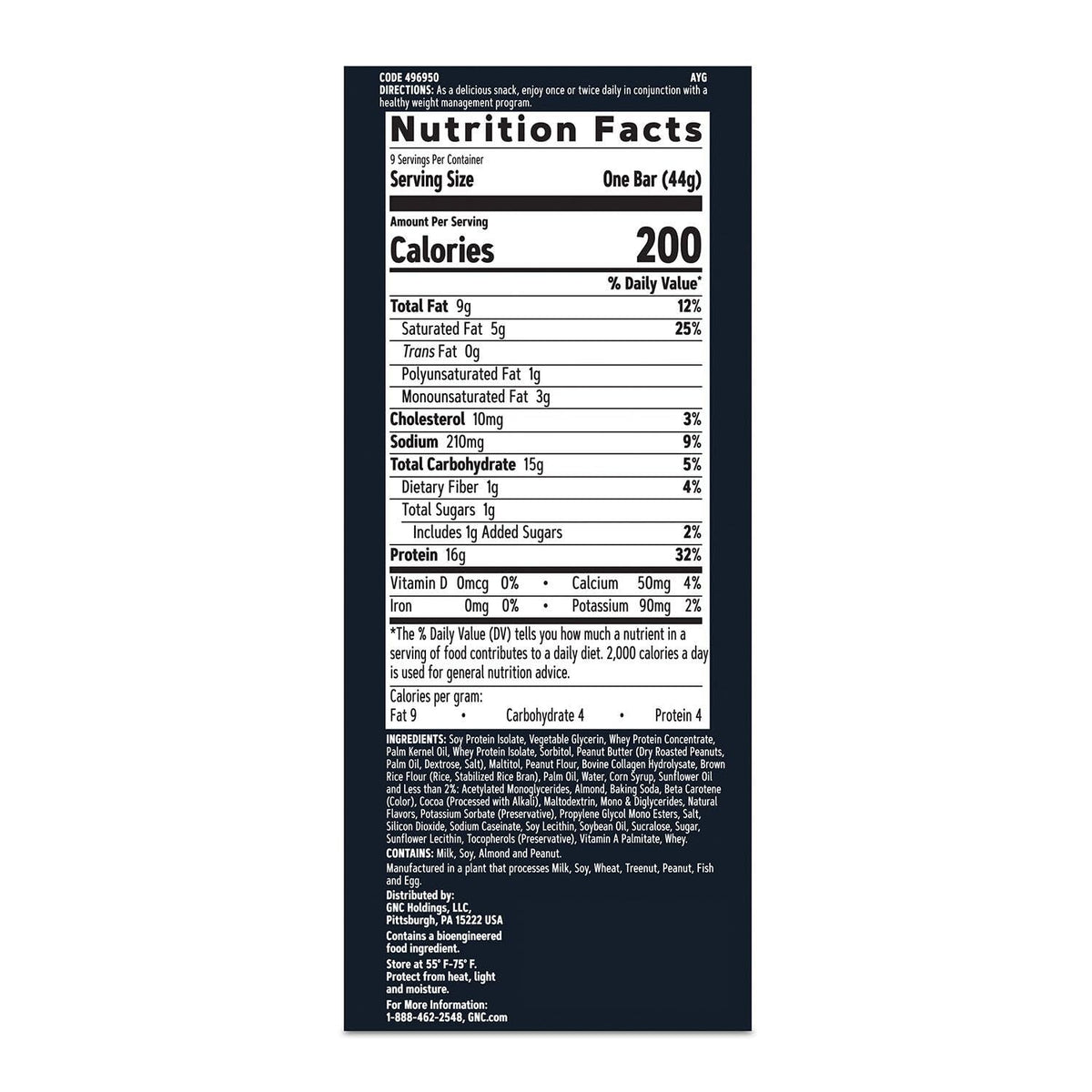 Gnc Total Lean Layered Lean Bar| Hunger Satisfying - High Protein Snack Bar | Peanut Butter Pie - 9 Bars
