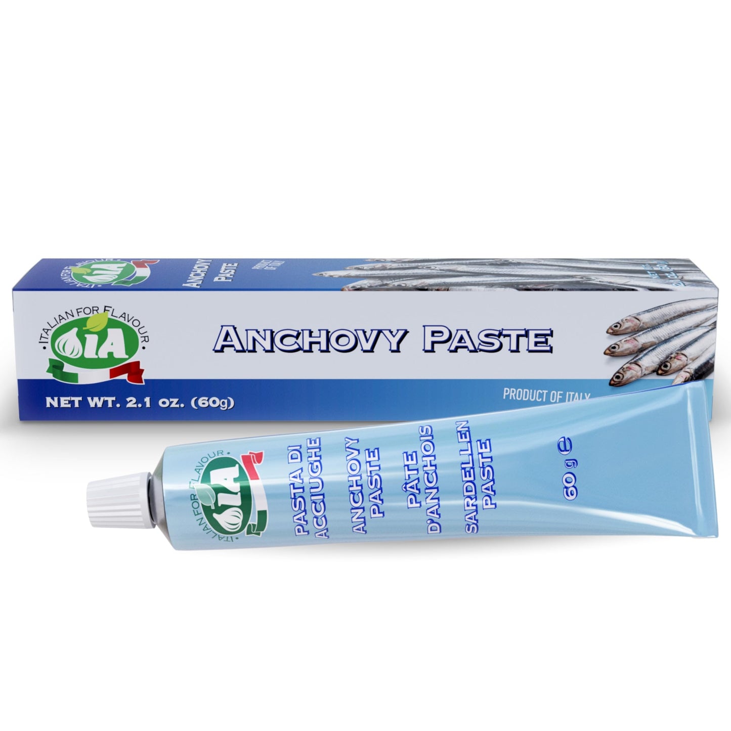 IA Anchovy Paste Ready to Use in a 2.12oz (60g) Tube, Ideal for Salads, Eggs or Sandwiches, Gluten-Free, Recyclable and Anti-Was