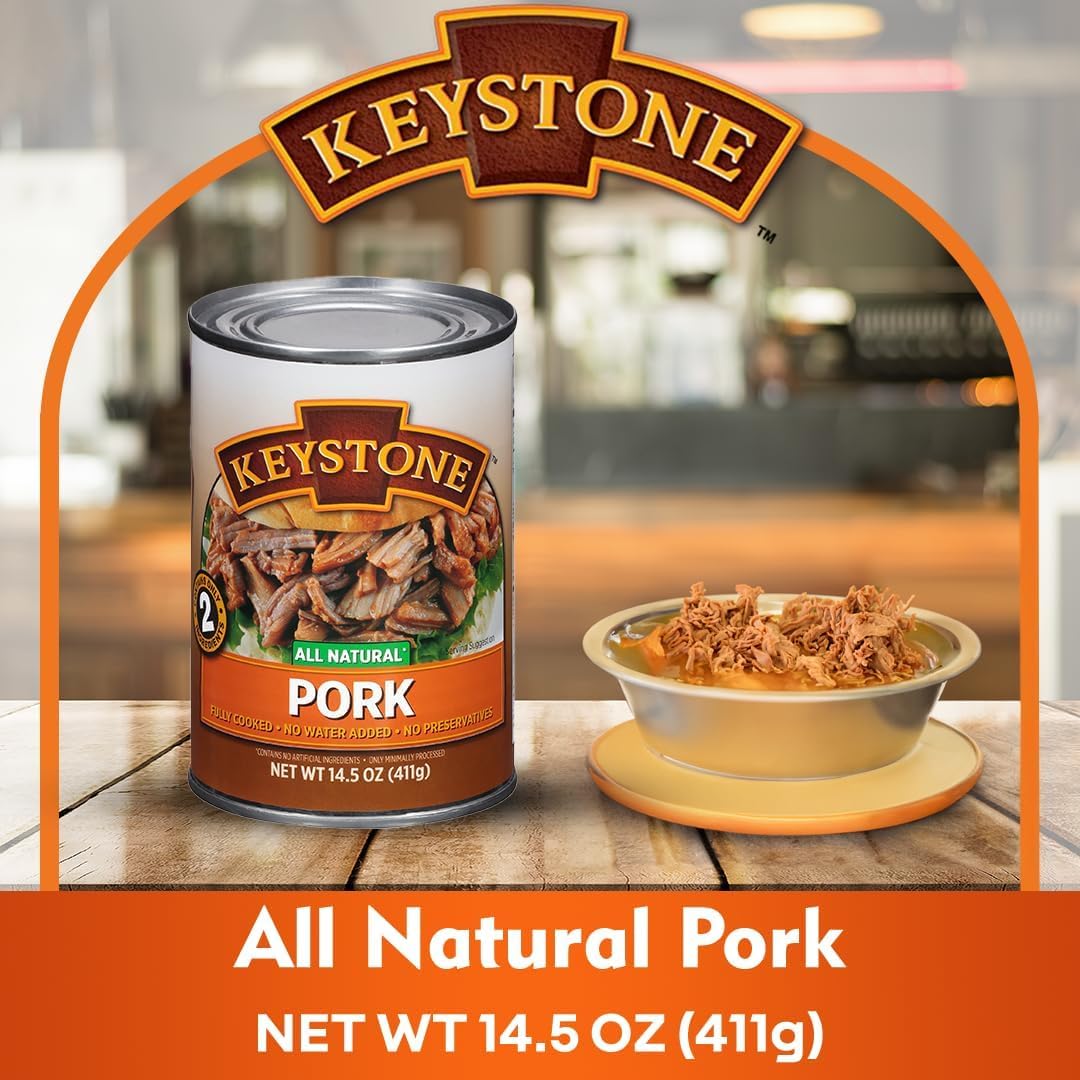 Keystone Variety Pack Canned Meat Case All Natural 14.5 Oz 6 Canned Beef | 4 Chicken | 4 Turkey | 4 Pork & 14 Oz 6 Ground Beef F
