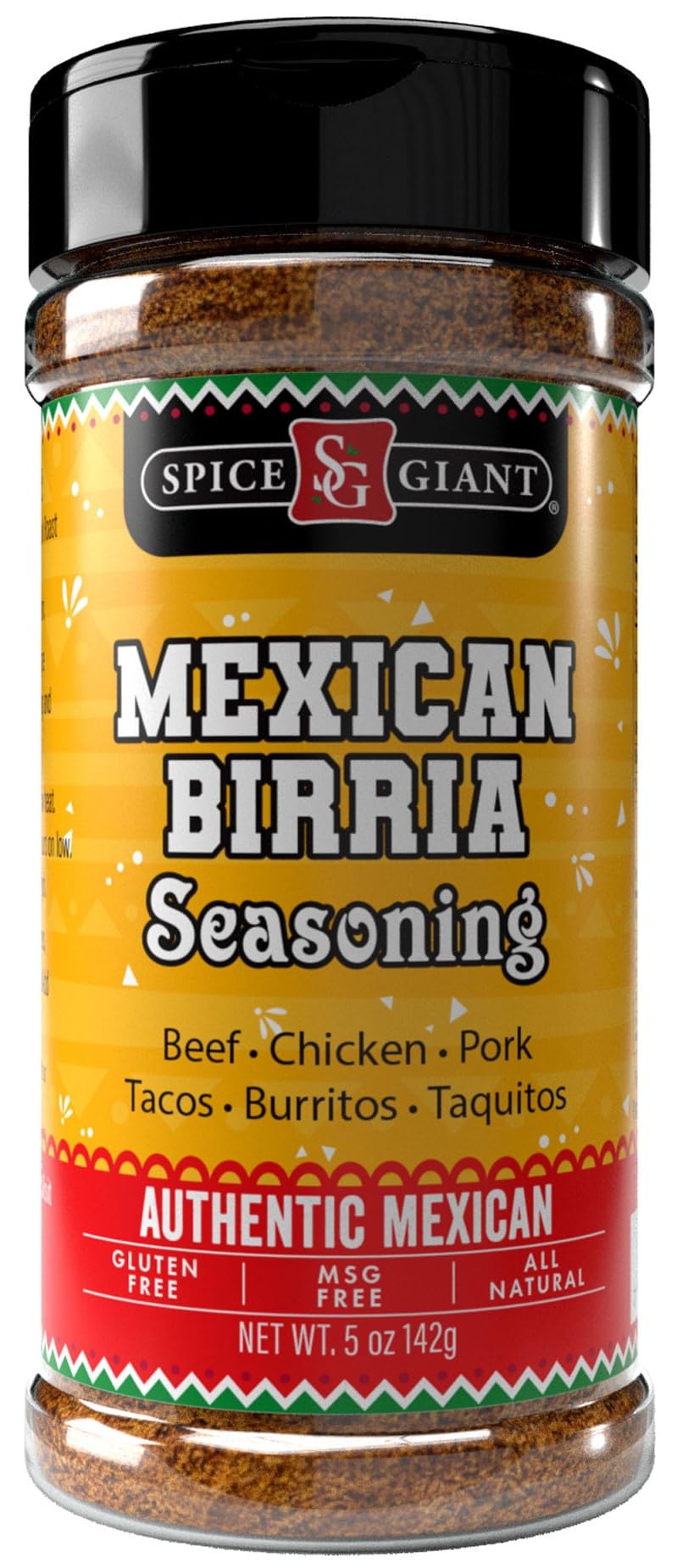 Mexican Birria Seasoning 5 Oz | Mexican Spice | All Purpose  Beef  Chicken  Pork & More Seasoning | Tacos | Burritos | Fajitas | Consome I Authentic Blend. Spice Giant Brand