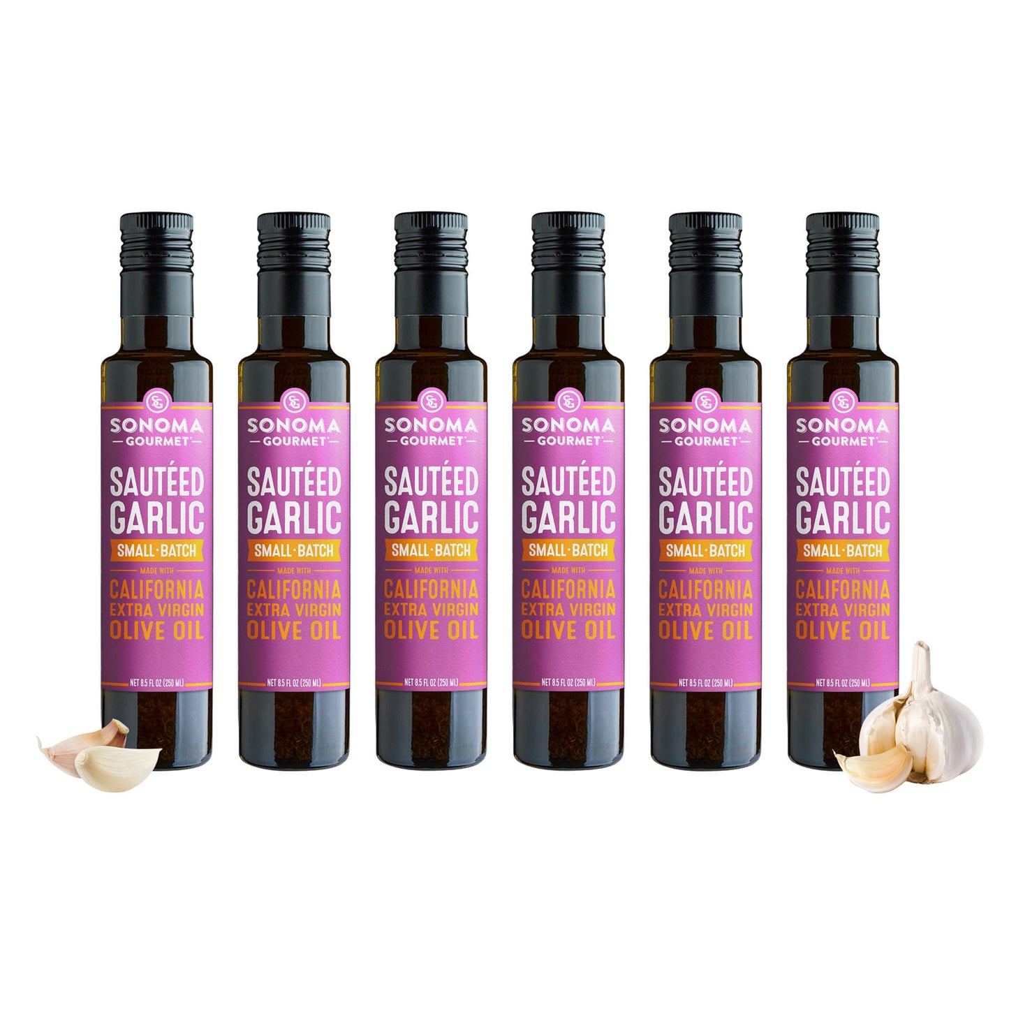 Sonoma Gourmet: Saut  ed Garlic Flavored Olive Oil | 100% California Extra Virgin Olive Oil | 8.5 FL OZ (Pack of 6)