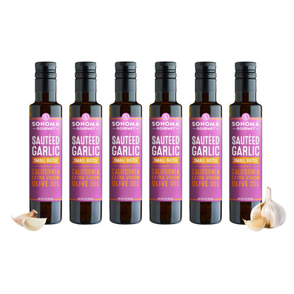 Sonoma Gourmet: Saut  ed Garlic Flavored Olive Oil | 100% California Extra Virgin Olive Oil | 8.5 FL OZ (Pack of 6)