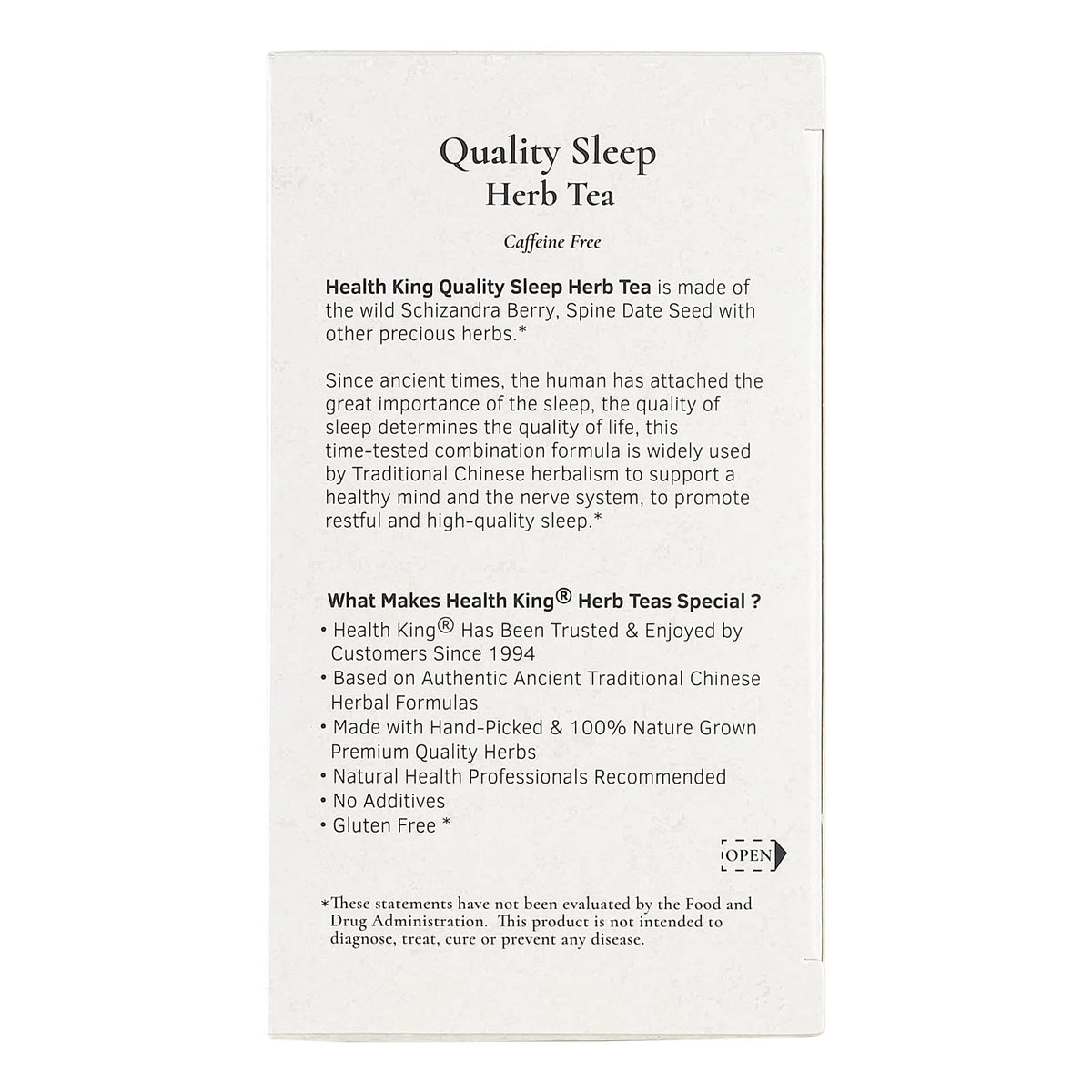 Health King Quality Sleep Herb Tea, Teabags, 20 Count Box