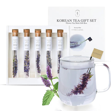 KKOKDAM Tea Gift Set - Korean Mint Flower Tea Stick - 5 Count - White