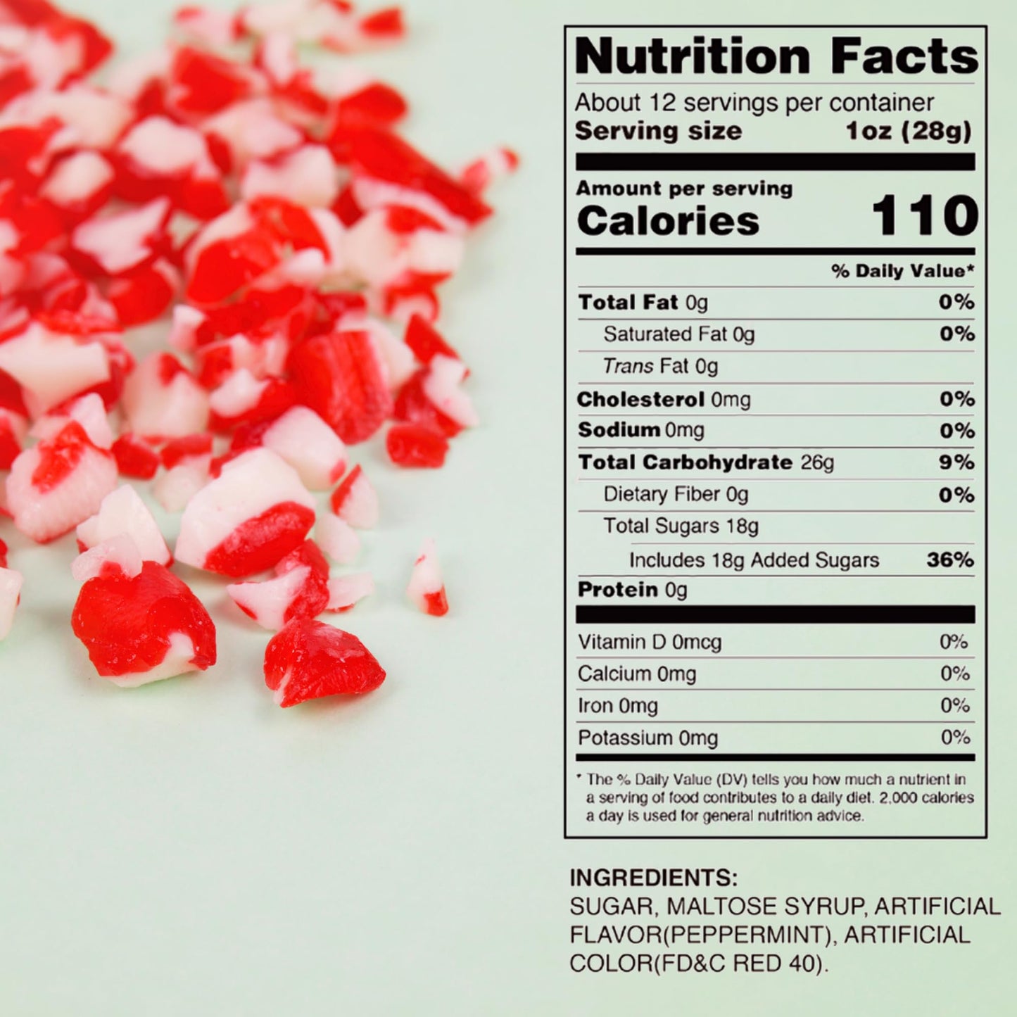 Crushed Peppermint Candy Pieces  Red and White Classic Flavor  Perfect Christmas Dessert and Drink Toppings  Resealable Bag  12 Ounces