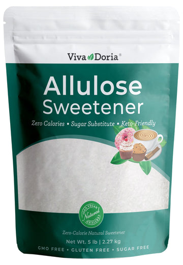 Viva Doria Allulose Sweetener, 5 lb (2.27 kg) | Zero Calorie Sugar Substitute | Great for Coffee, Tea, Cooking and Baking | Keto