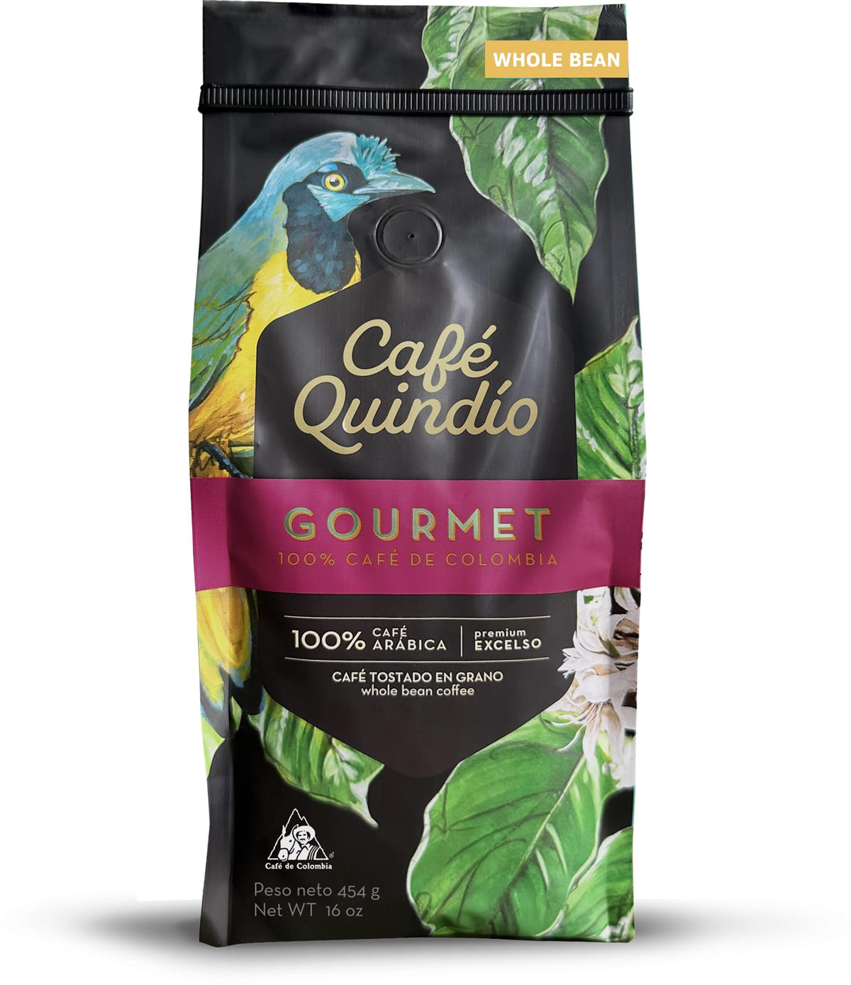 Cafe Quindio Gourmet Whole Bean Coffee, 100% Colombian Excelso Coffee (16 Oz / 454G)