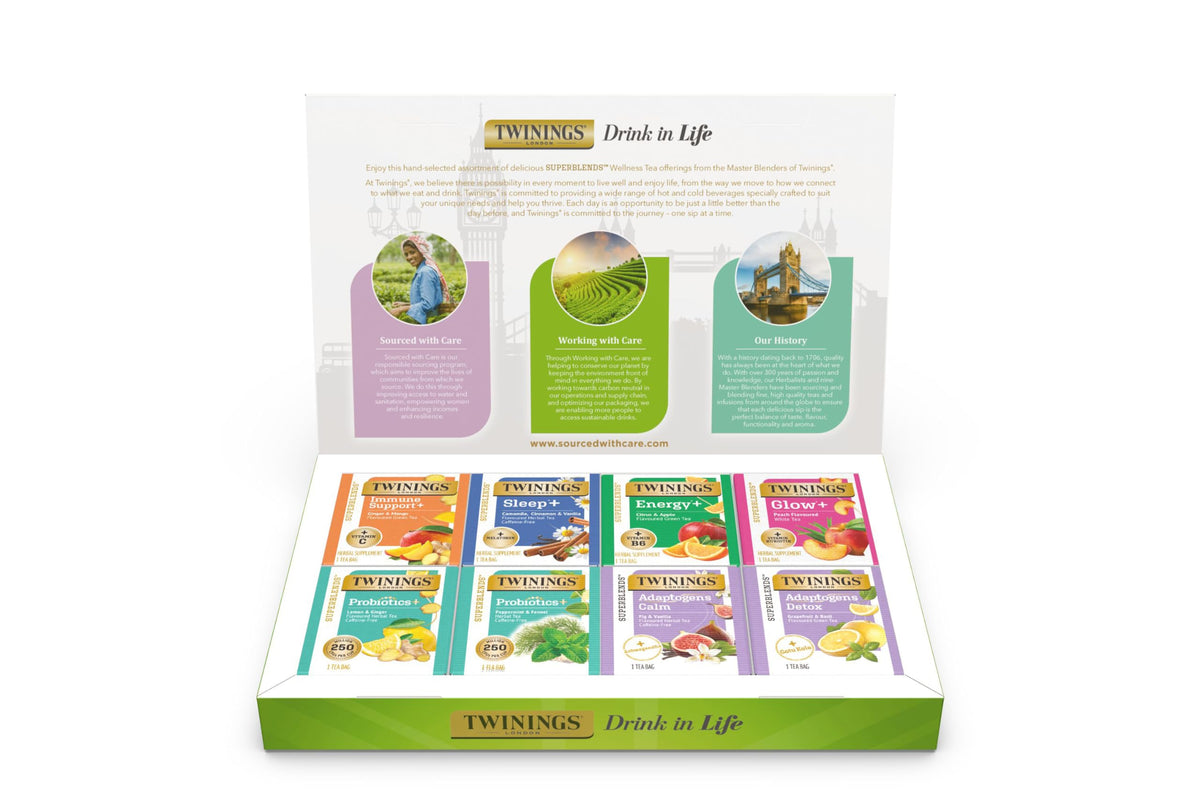 Twinings Superblends Wellness Collection, Variety Gift Box Sampler, 40 Tea Bags