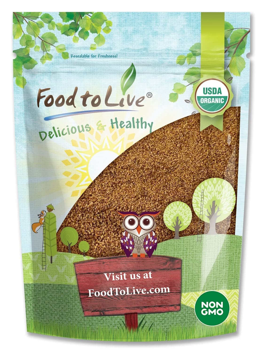 Food to Live Organic Brown Coconut Sugar, 5 Pounds - Non-GMO, Pure Palm Sugar, Kosher, Vegan, Fair Trade, Unrefined, Granulated,