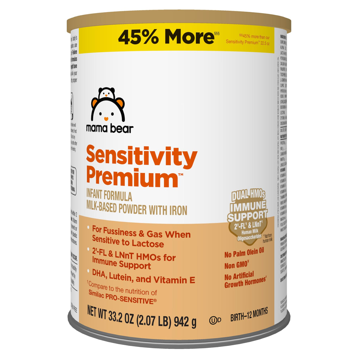 Large Online Retailer Brand - Mama Bear Sensitivity Enhanced Infant Formula Powder With Iron, Dual Hmos For Immune Support, Non-Gmo, For Fussiness And Gas From Lactose Sensitivity, 33.2 Ounce (Pack Of 1)